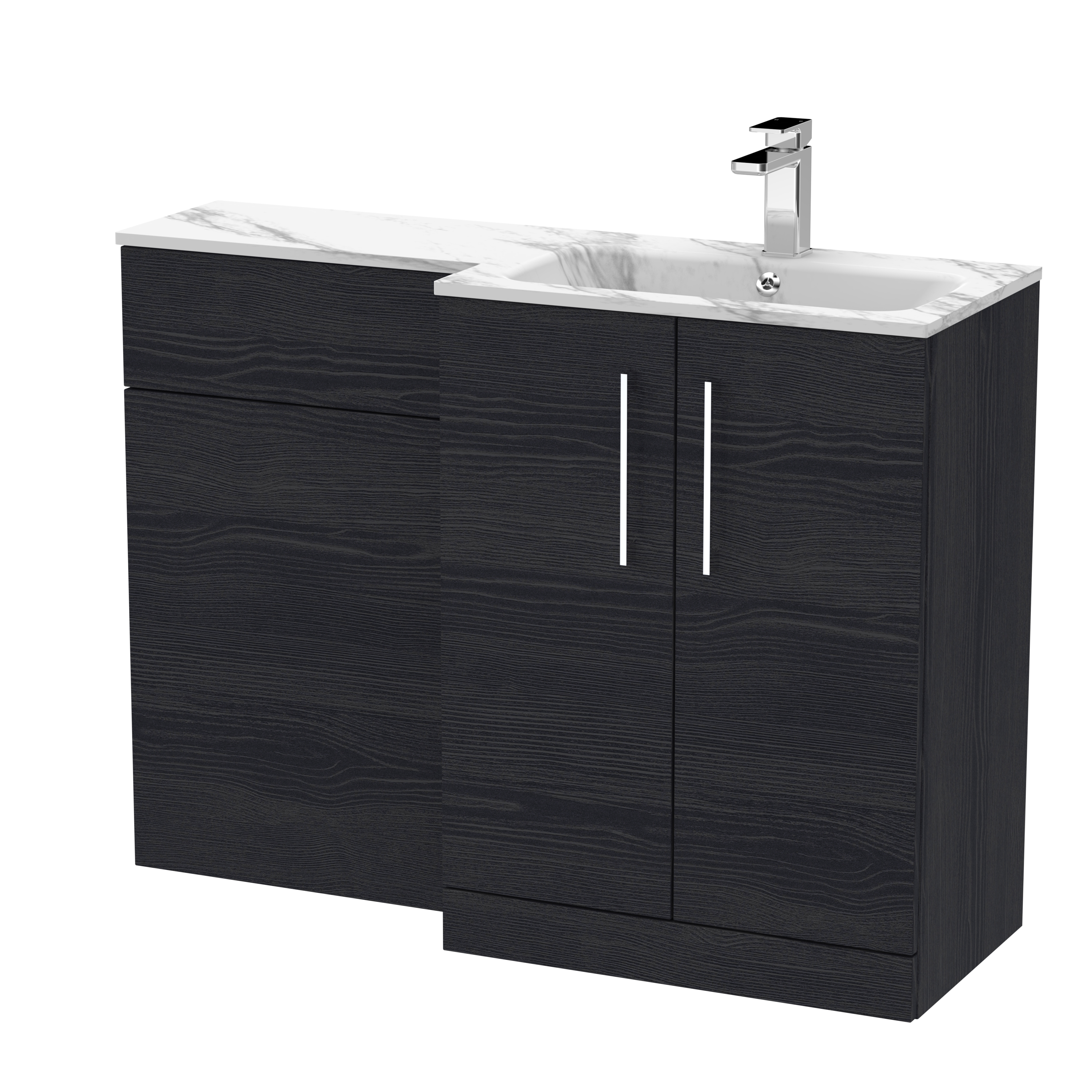 Nuie Arno Charcoal Black 1100mm Right Hand Vanity Unit Pack ARN613R