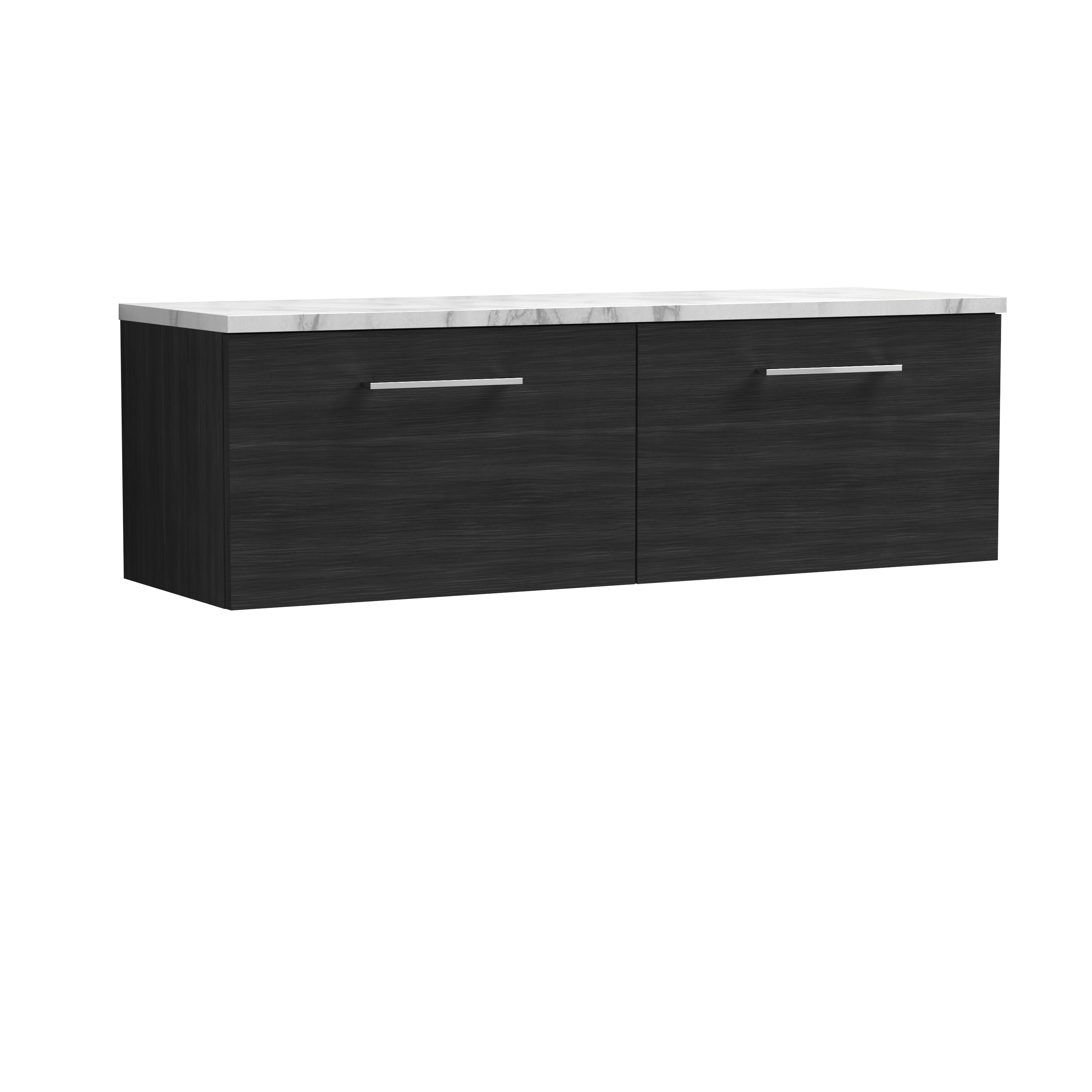 Nuie Arno Charcoal Black 1200mm Wall Hung 2 Drawer Vanity Unit and Laminate Worktop ARN622LCM2