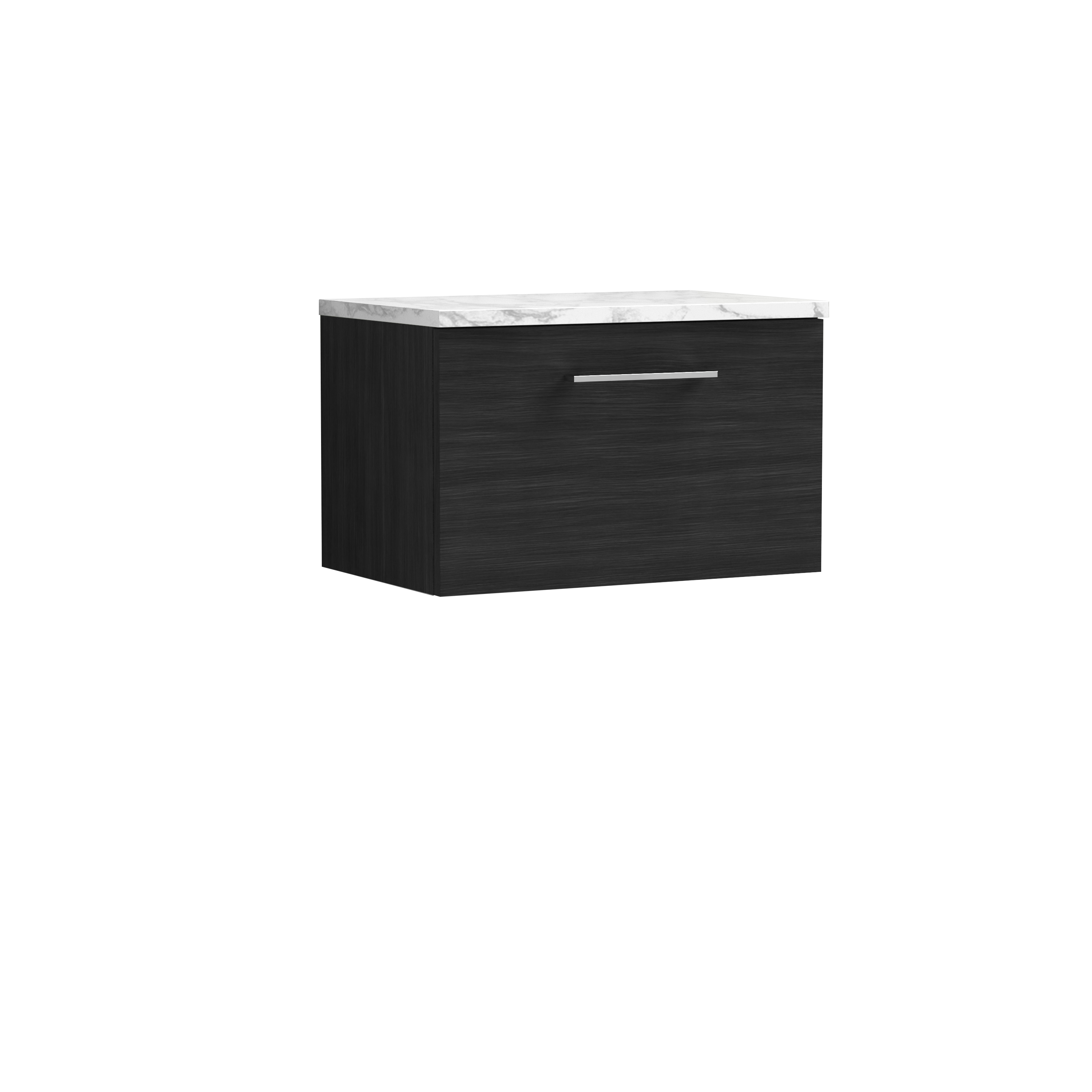 Nuie Arno Charcoal Black 600mm Wall Hung 1 Drawer Vanity Unit and Laminate Worktop ARN622LCM