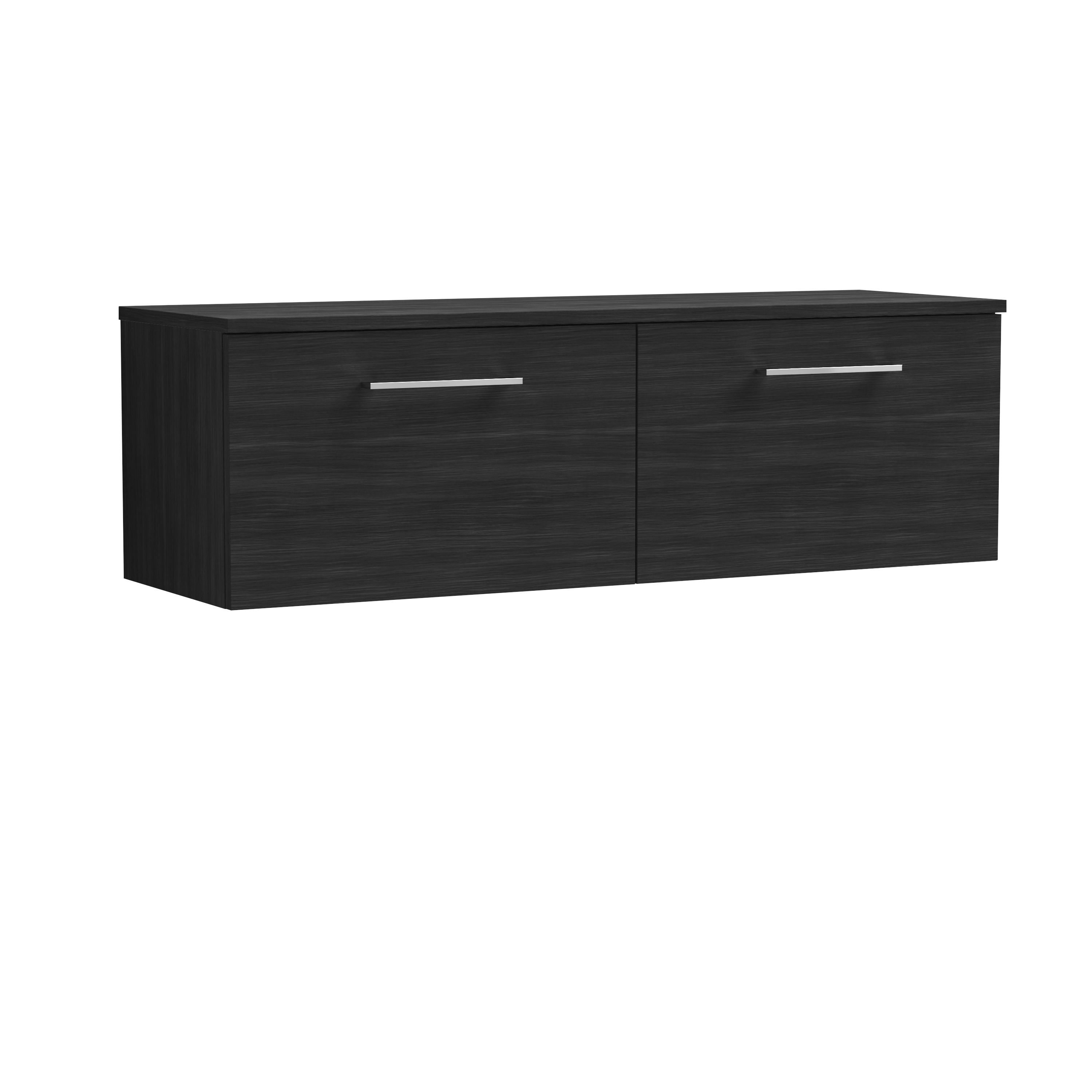 Nuie Arno Charcoal Black 1200mm Wall Hung 2 Drawer Vanity Unit and Worktop ARN622W2