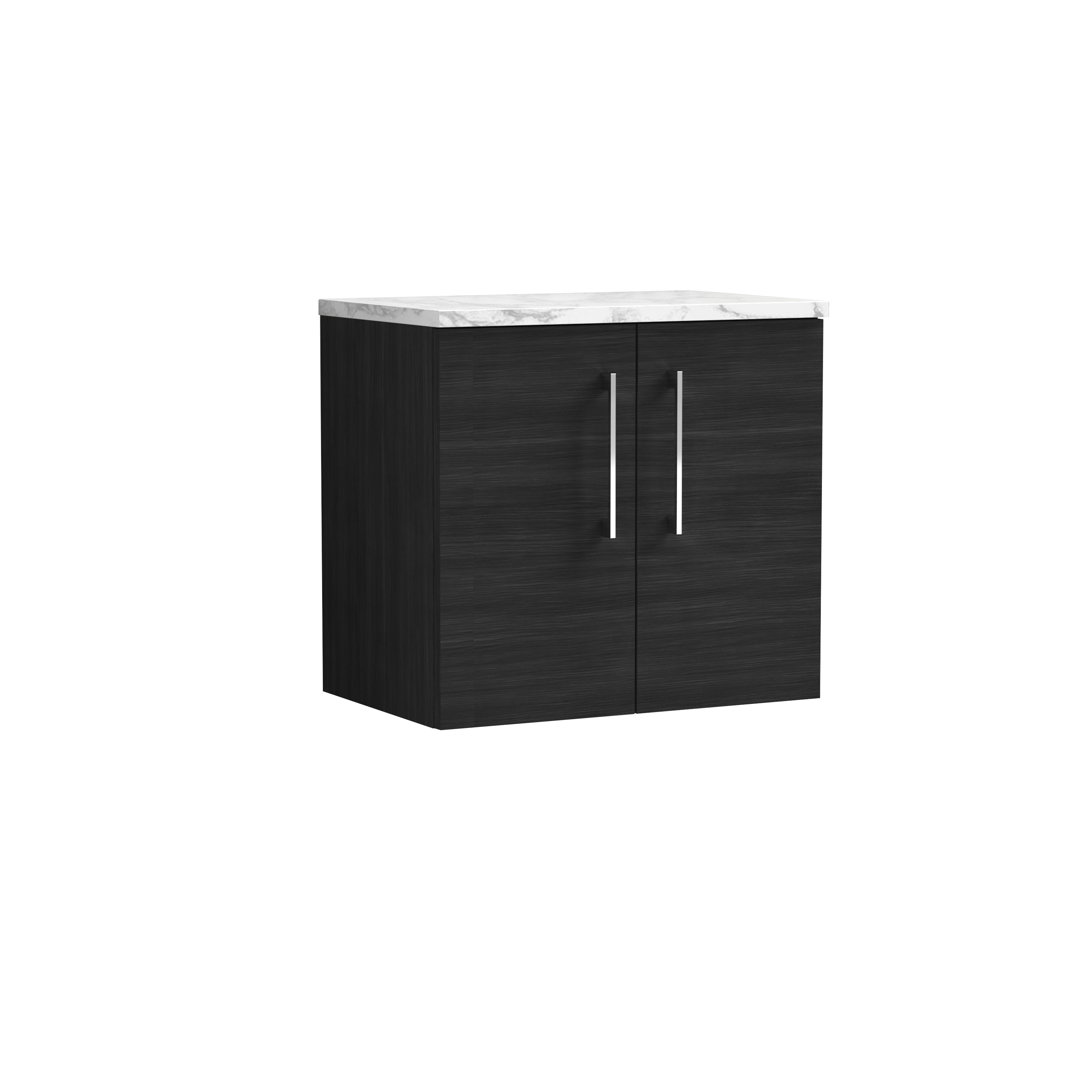 Nuie Arno Charcoal Black 600mm Wall Hung 2 Door Vanity Unit and Laminate Worktop ARN623LCM