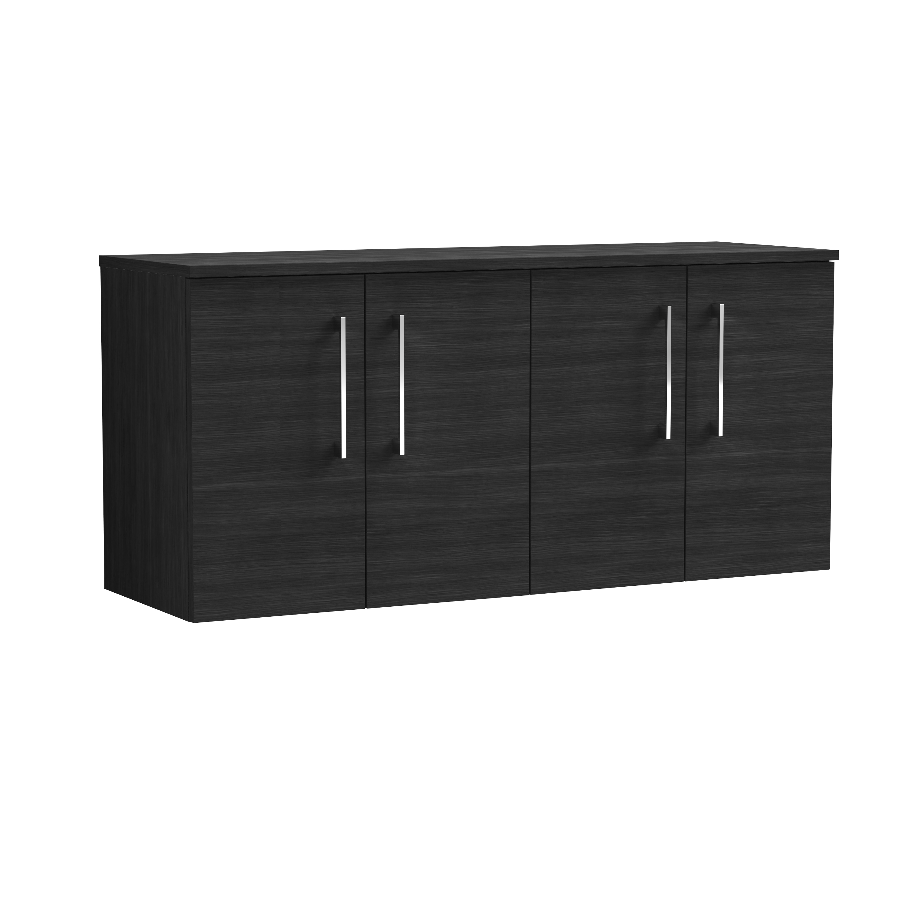 Nuie Arno Charcoal Black 1200mm Wall Hung 4 Door Vanity Unit and Worktop ARN623W2