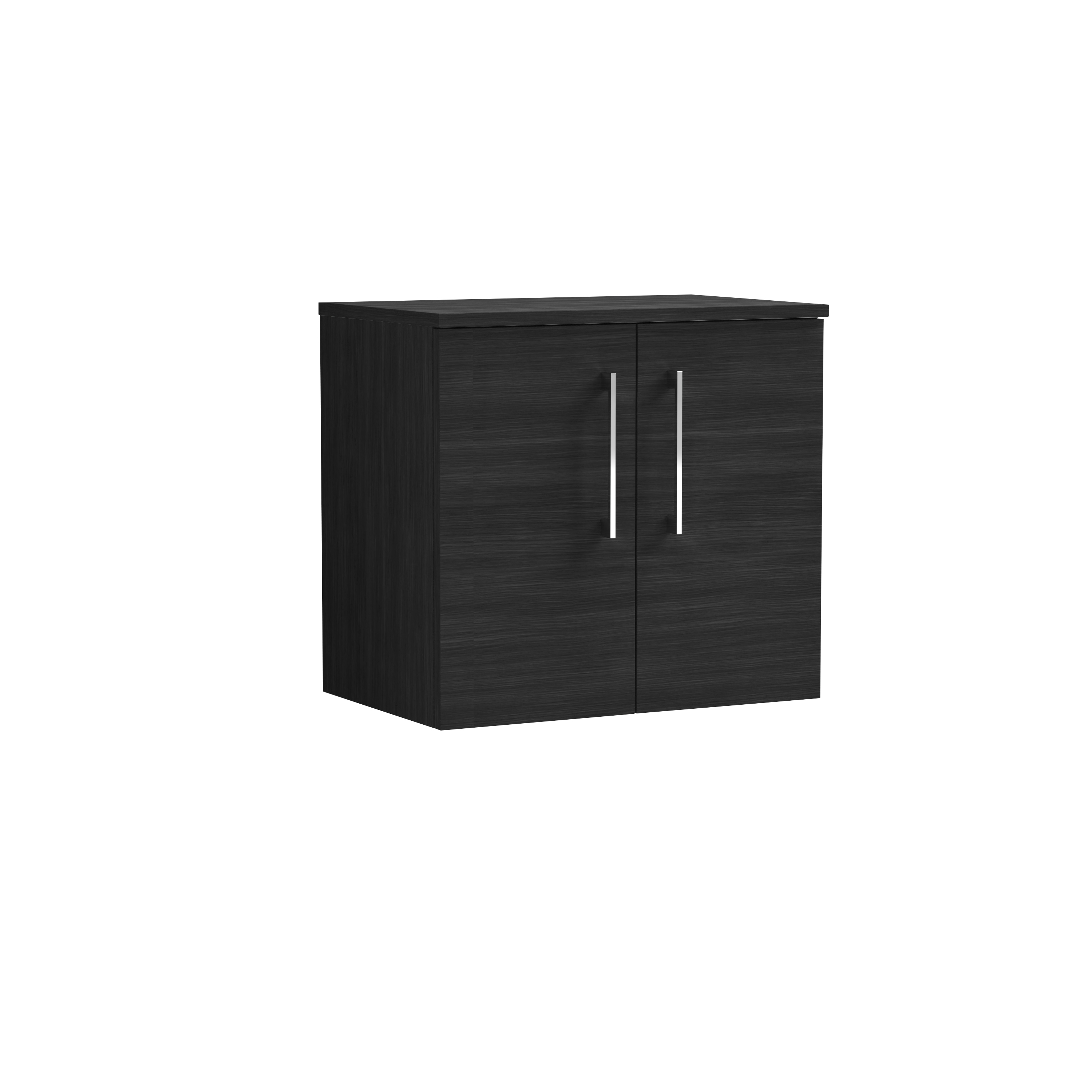 Nuie Arno Charcoal Black 600mm Wall Hung 2 Door Vanity Unit and Worktop ARN623W