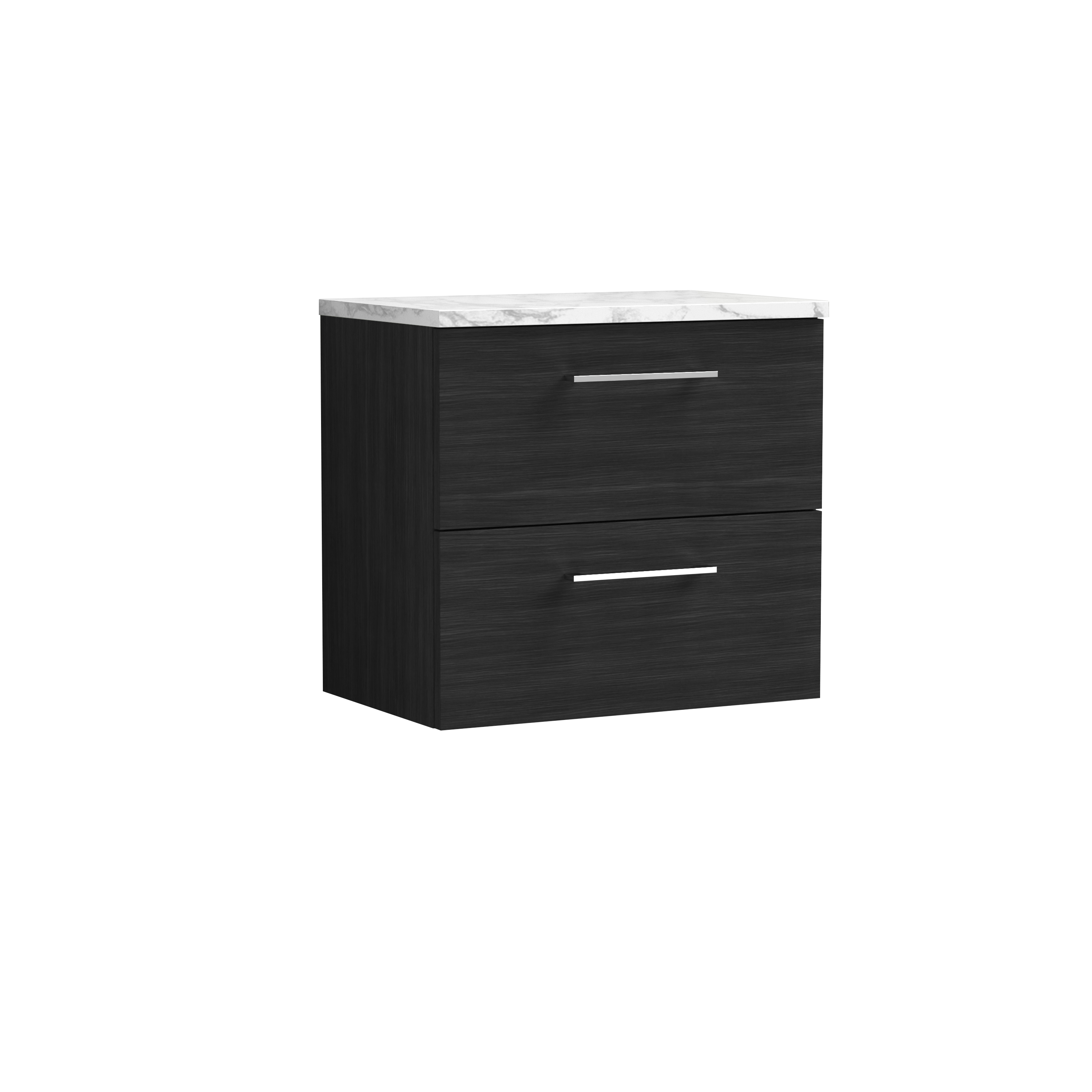 Nuie Arno Charcoal Black 600mm Wall Hung 2 Drawer Vanity Unit and Laminate Worktop ARN624LCM