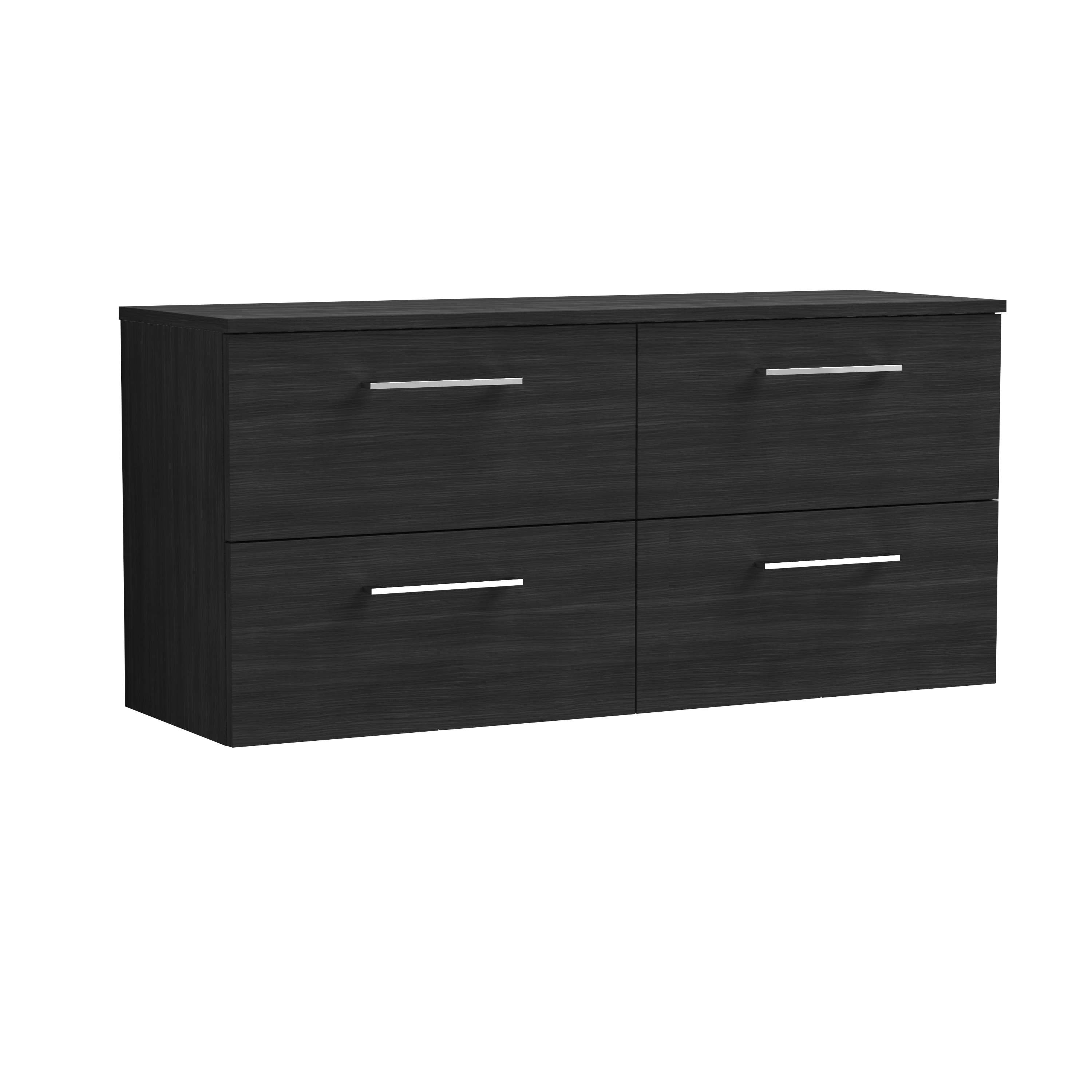 Nuie Arno Charcoal Black 1200mm Wall Hung 4 Drawer Vanity Unit and Worktop ARN624W2
