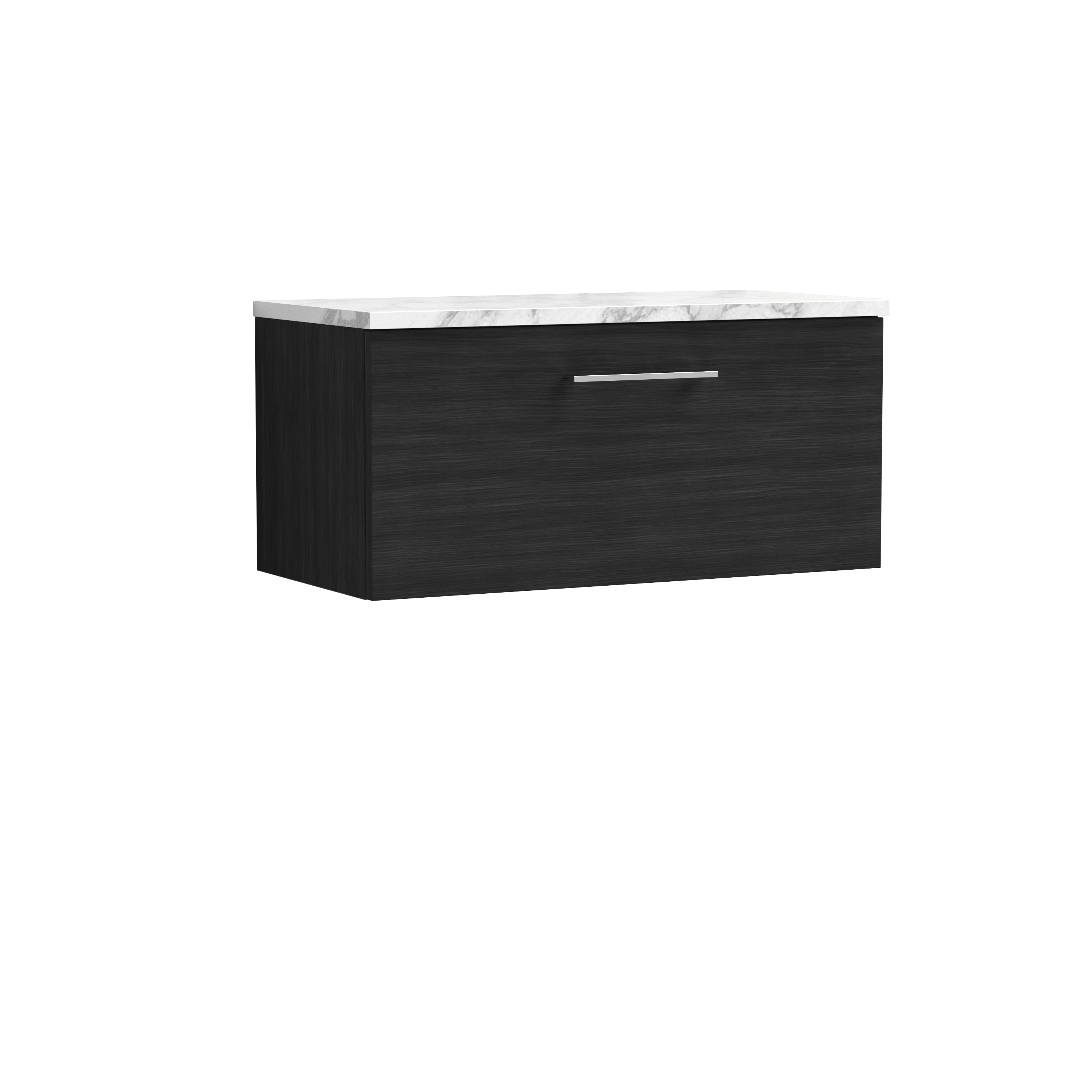 Nuie Arno Charcoal Black 800mm Wall Hung 1 Drawer Vanity Unit and Laminate Worktop ARN625LCM