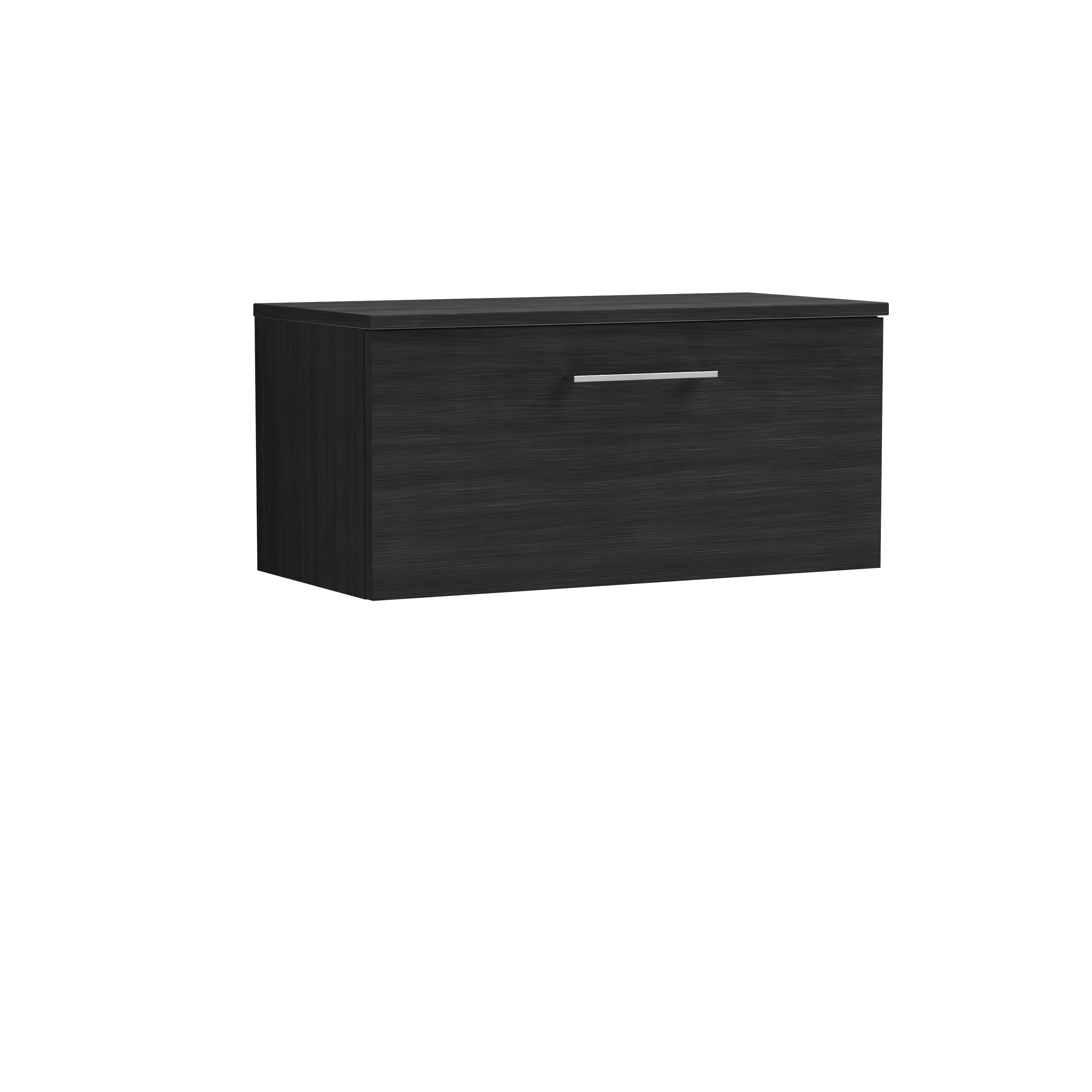 Nuie Arno Charcoal Black 800mm Wall Hung 1 Drawer Vanity Unit and Worktop ARN625W