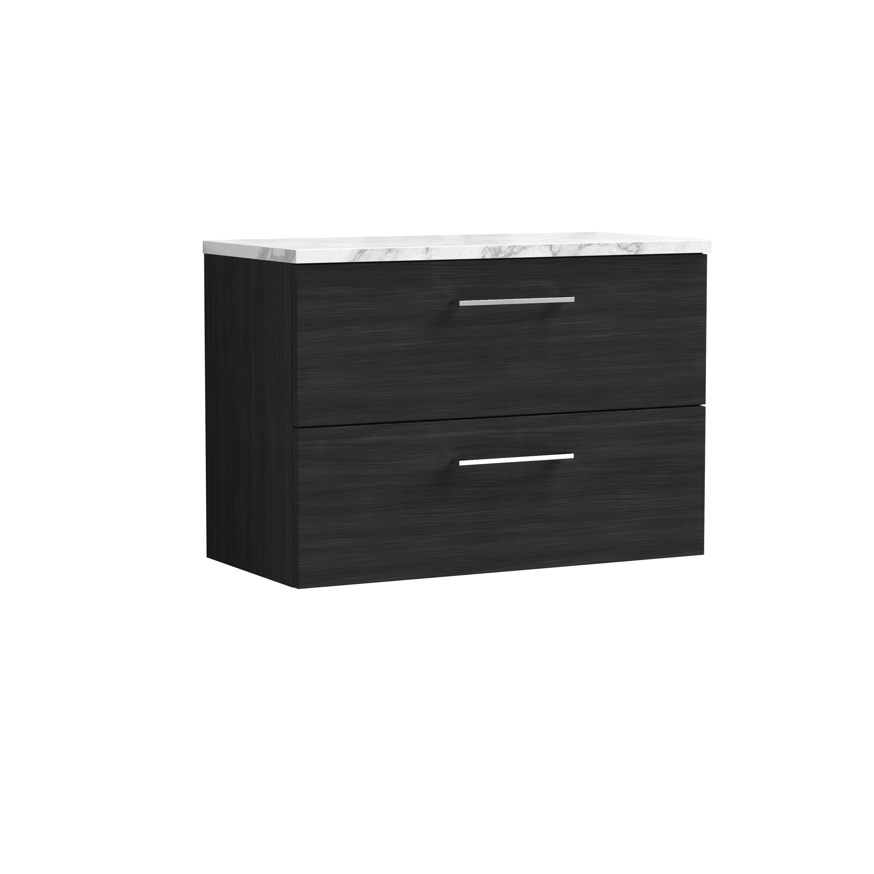 Nuie Arno Charcoal Black 800mm Wall Hung 2 Drawer Vanity Unit and Laminate Worktop ARN626LCM
