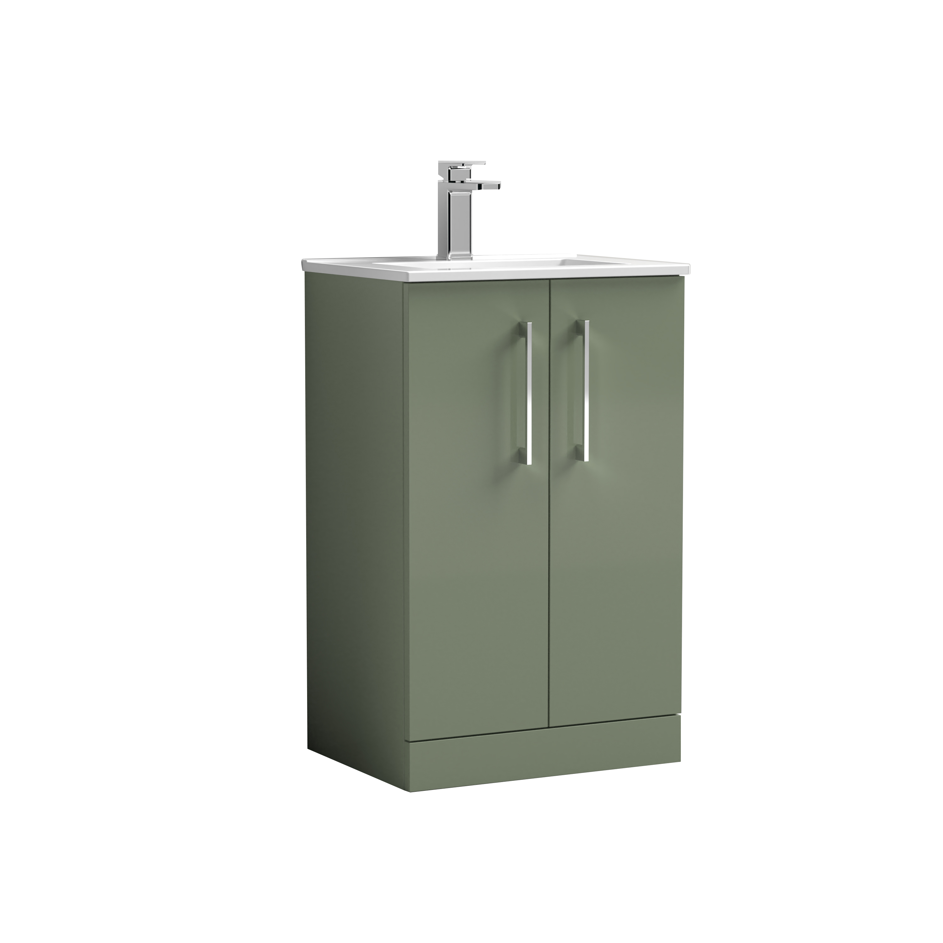 Nuie Arno Satin Green 500mm Floor Standing 2 Door Vanity Unit and Basin ARN801B