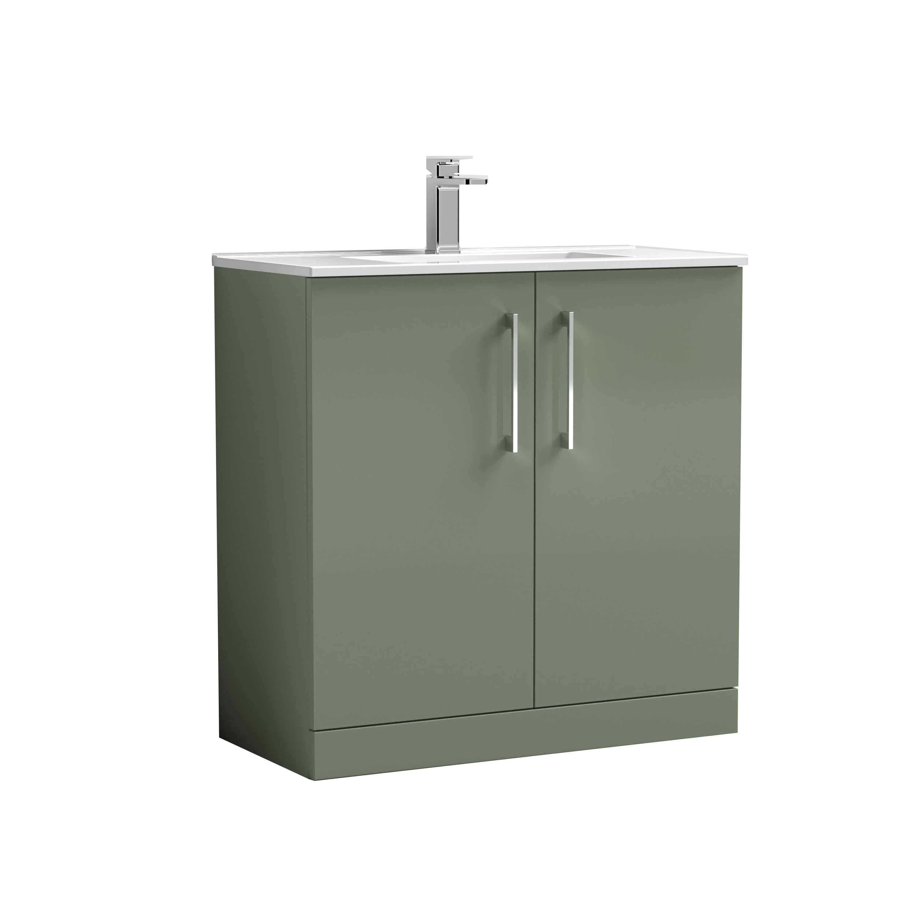 Nuie Arno Satin Green 800mm Floor Standing 2 Door Vanity Unit and Basin ARN805B