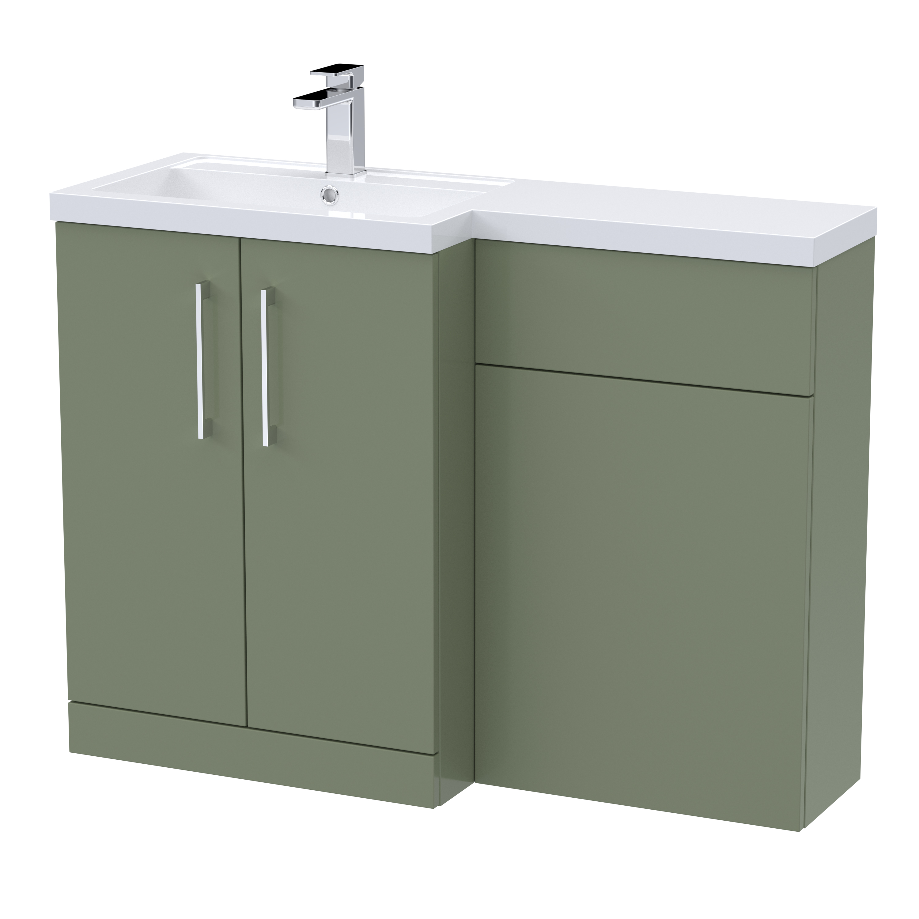 Nuie Arno Satin Green 1100mm Left Hand Vanity Unit Pack ARN811L