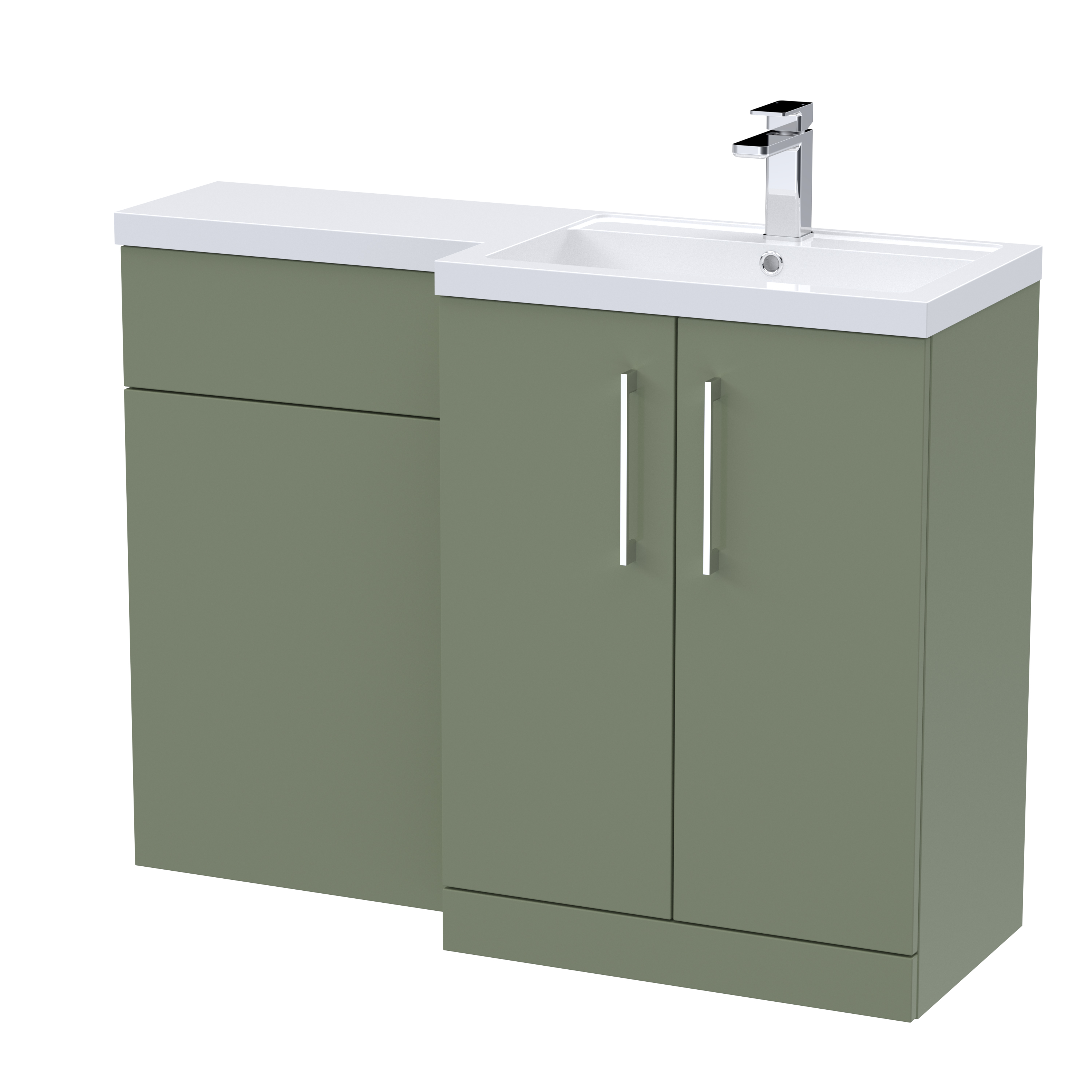 Nuie Arno Satin Green 1100mm Right Hand Vanity Unit Pack ARN811R