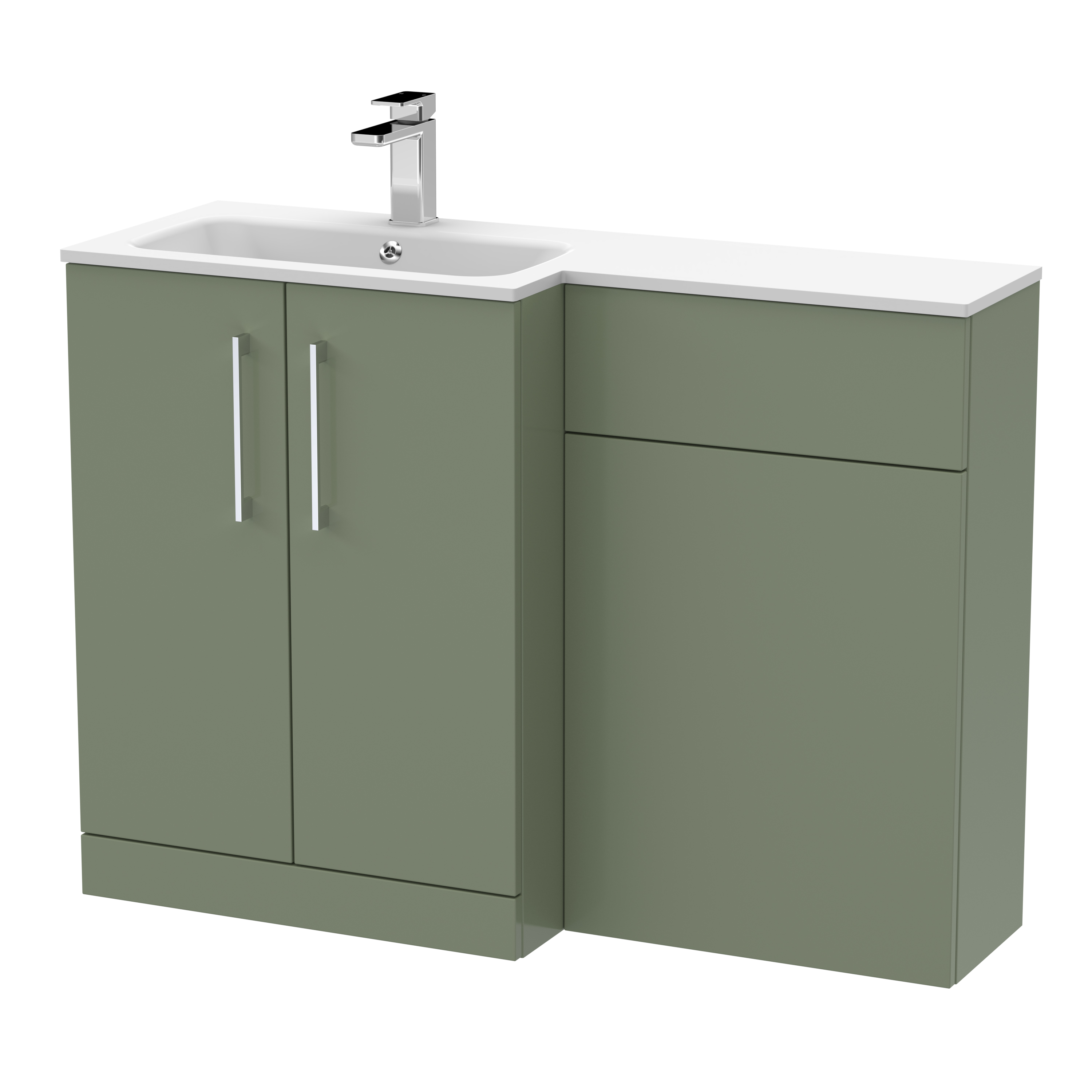 Nuie Arno Satin Green 1100mm Left Hand Vanity Unit Pack ARN812L