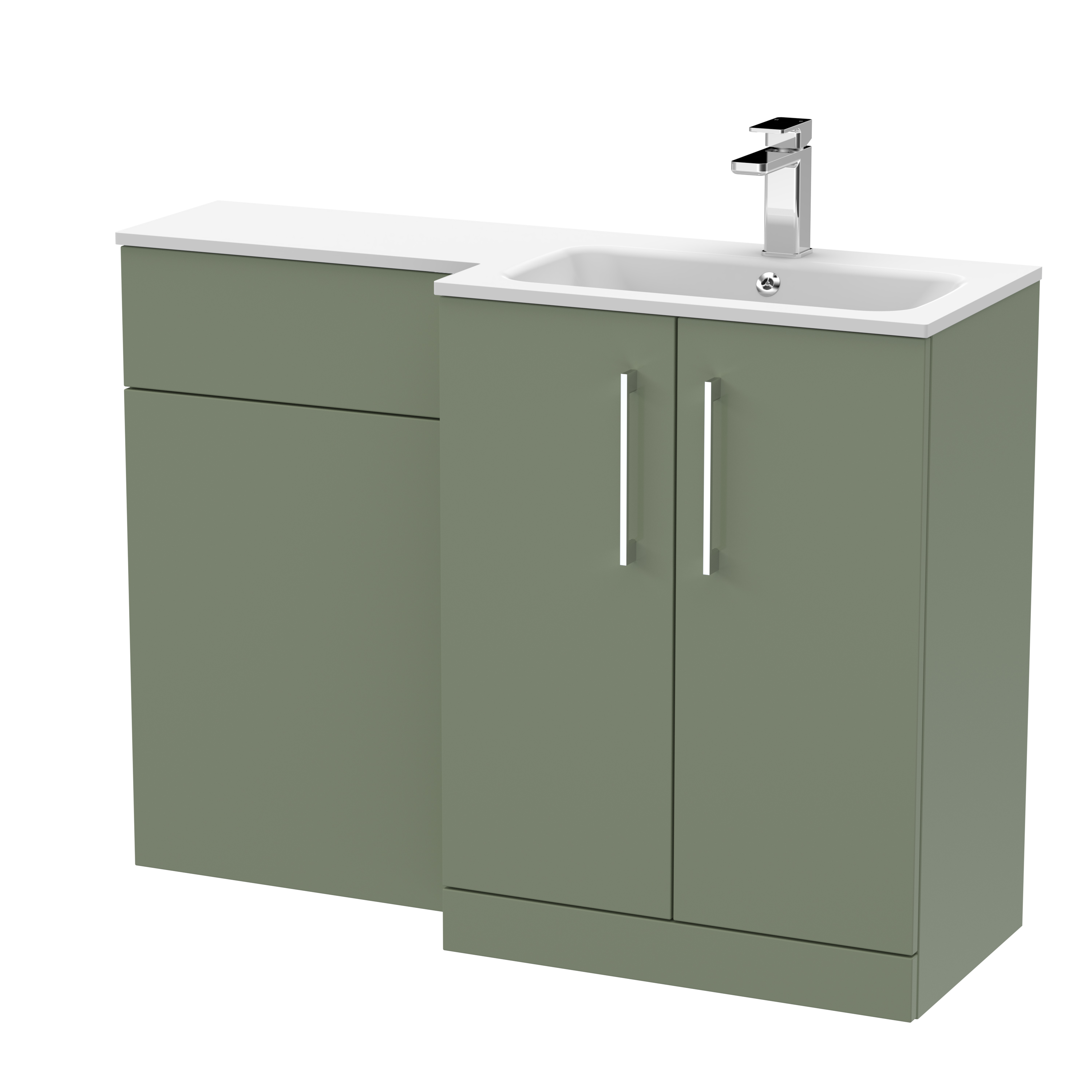 Nuie Arno Satin Green 1100mm Right Hand Vanity Unit Pack ARN812R