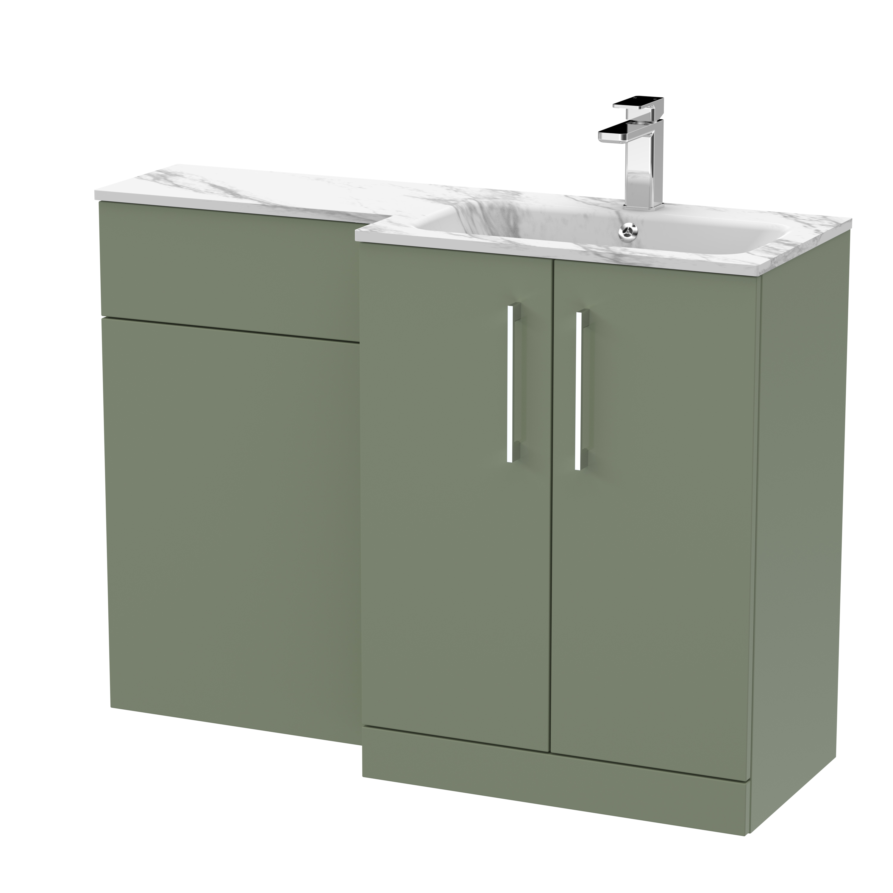 Nuie Arno Satin Green 1100mm Right Hand Vanity Unit Pack ARN813R