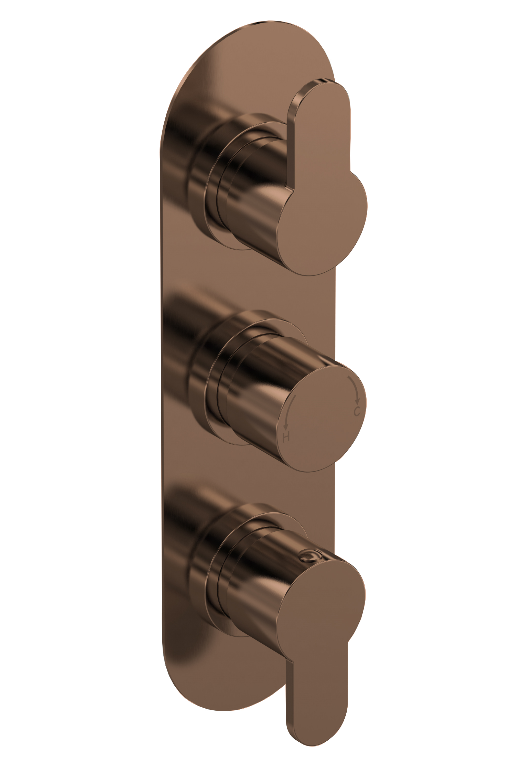Nuie Arvan Brushed Bronze 2 Outlet Triple Thermostatic Shower Valve ARV15TR02