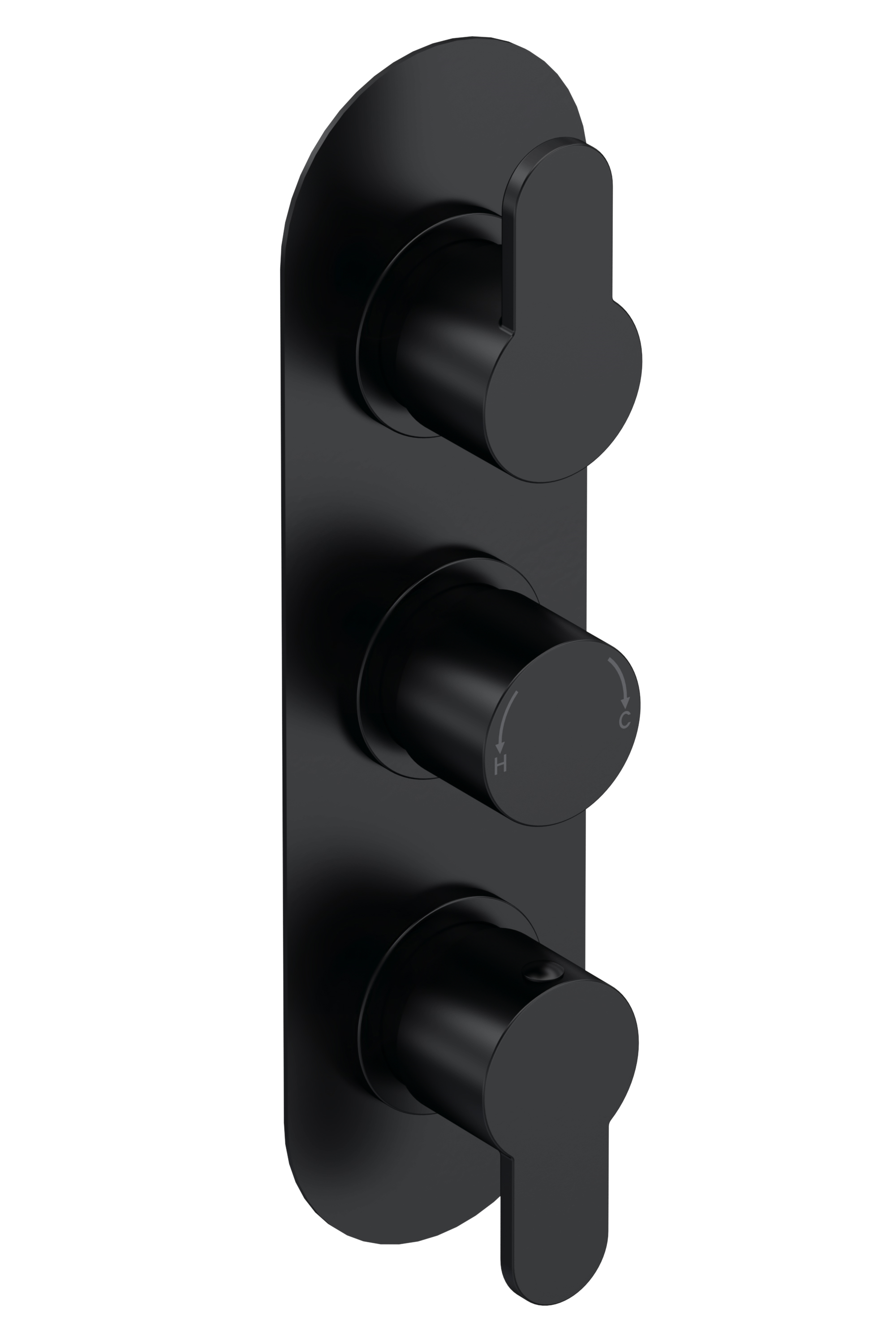 Nuie Arvan Matt Black 2 Outlet Triple Thermostatic Shower Valve ARV4TR02