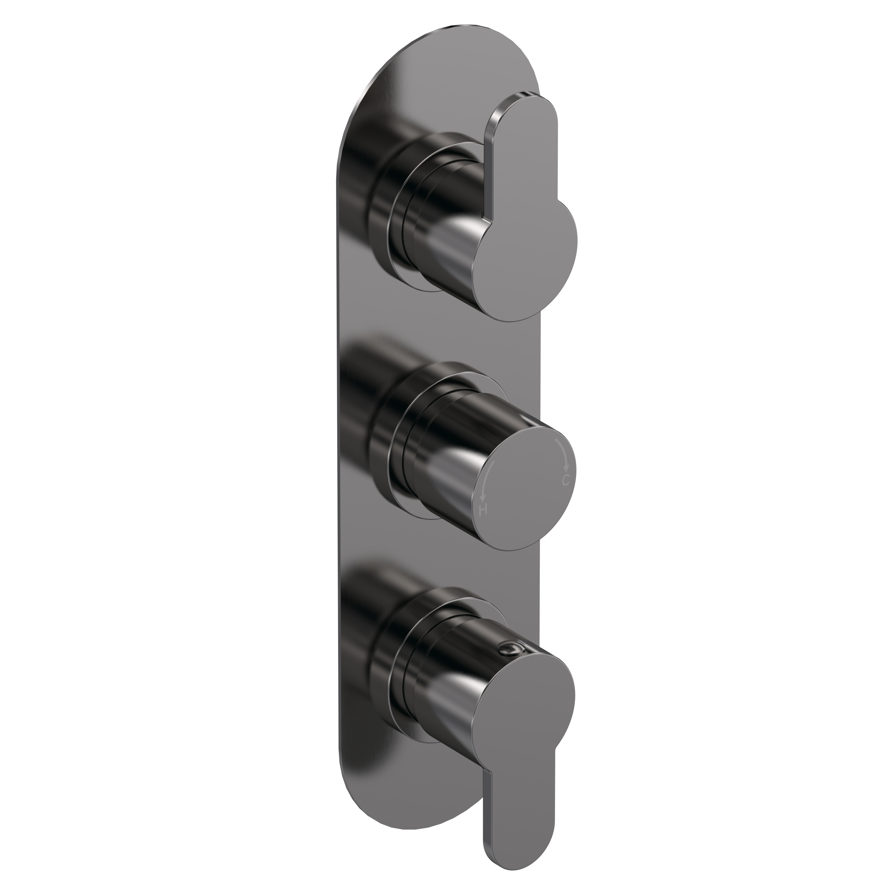 Nuie Arvan Brushed Pewter 2 Outlet Triple Thermostatic Shower Valve ARV7TR02