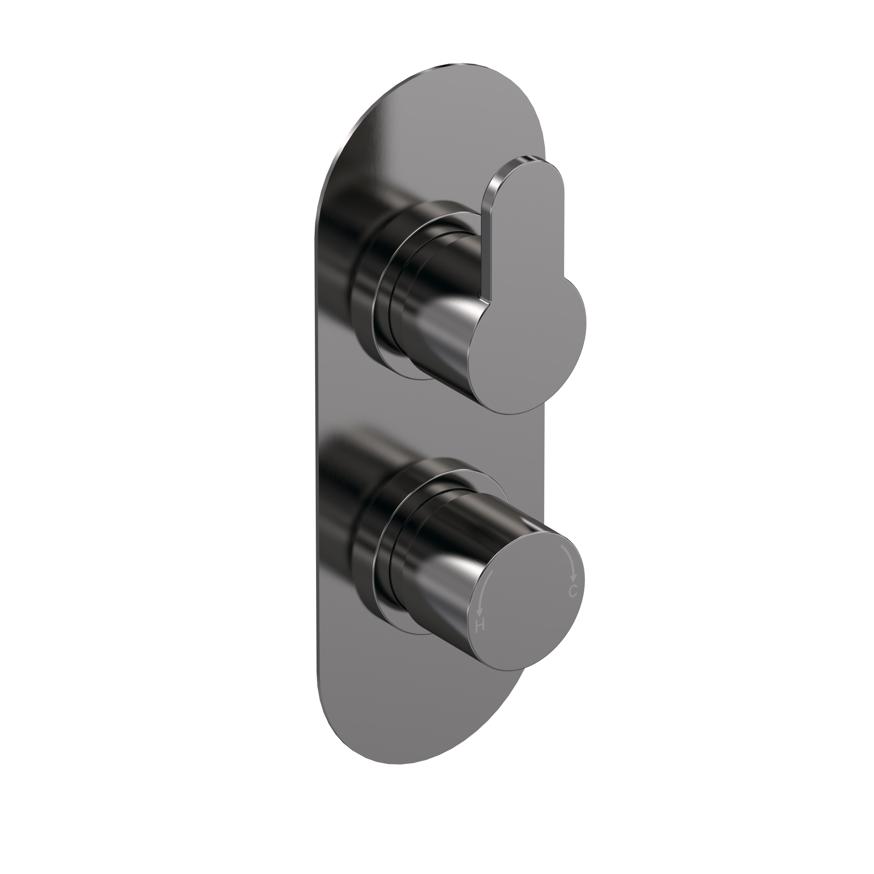 Nuie Arvan Brushed Pewter 2 Outlet Twin Thermostatic Shower Valve with Diverter ARV7TW02