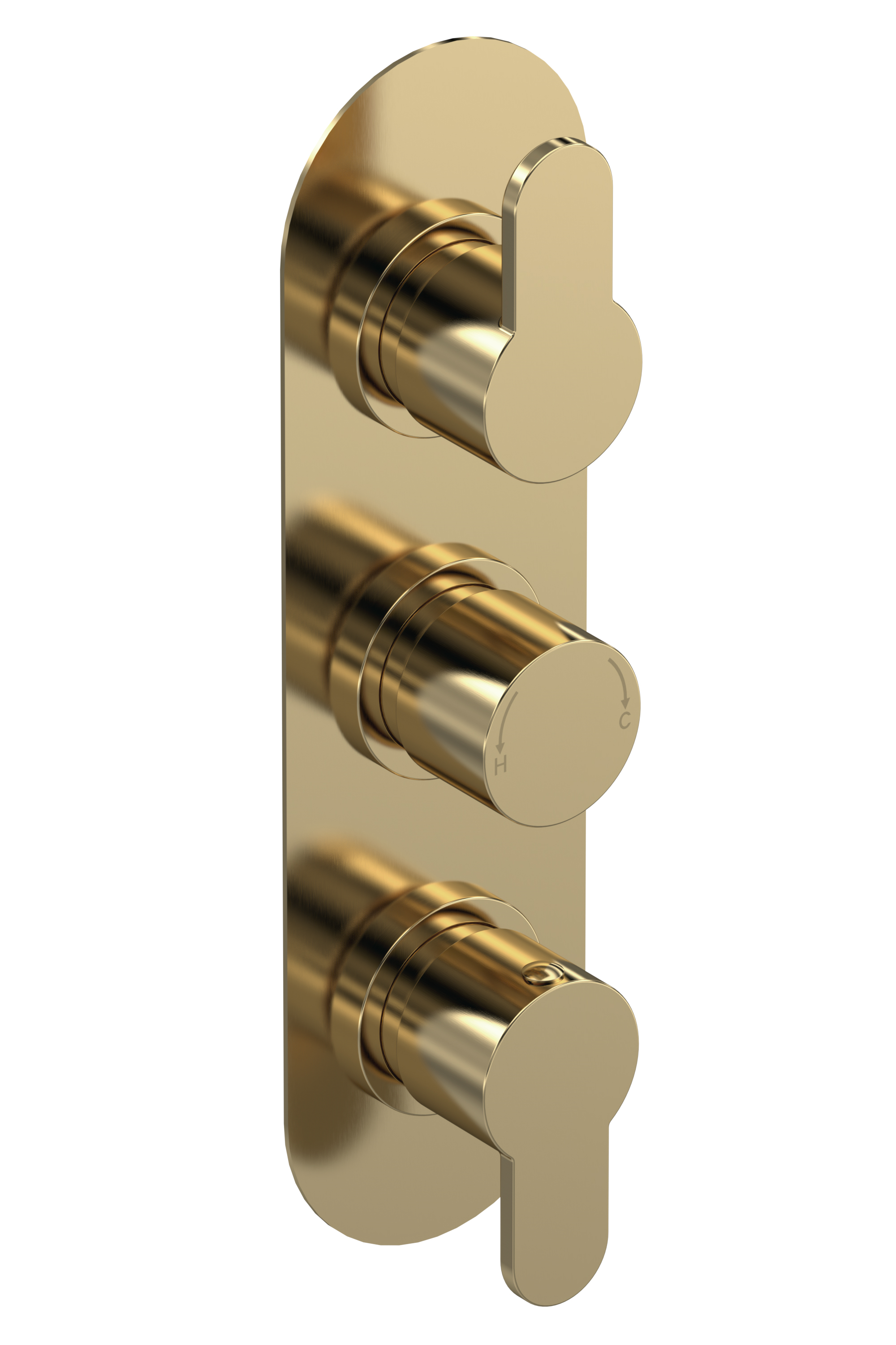 Nuie Arvan Brushed Brass 2 Outlet Triple Thermostatic Shower Valve ARV8TR02