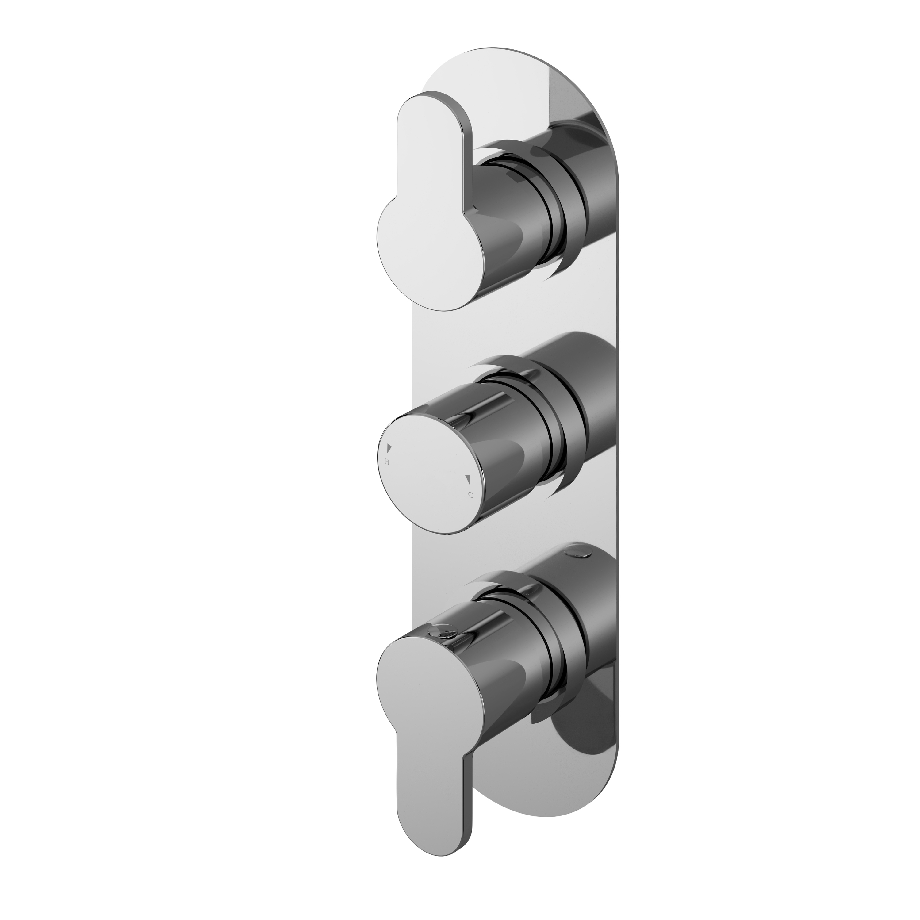 Nuie Arvan Chrome 2 Outlet Triple Thermostatic Shower Valve ARVTR02