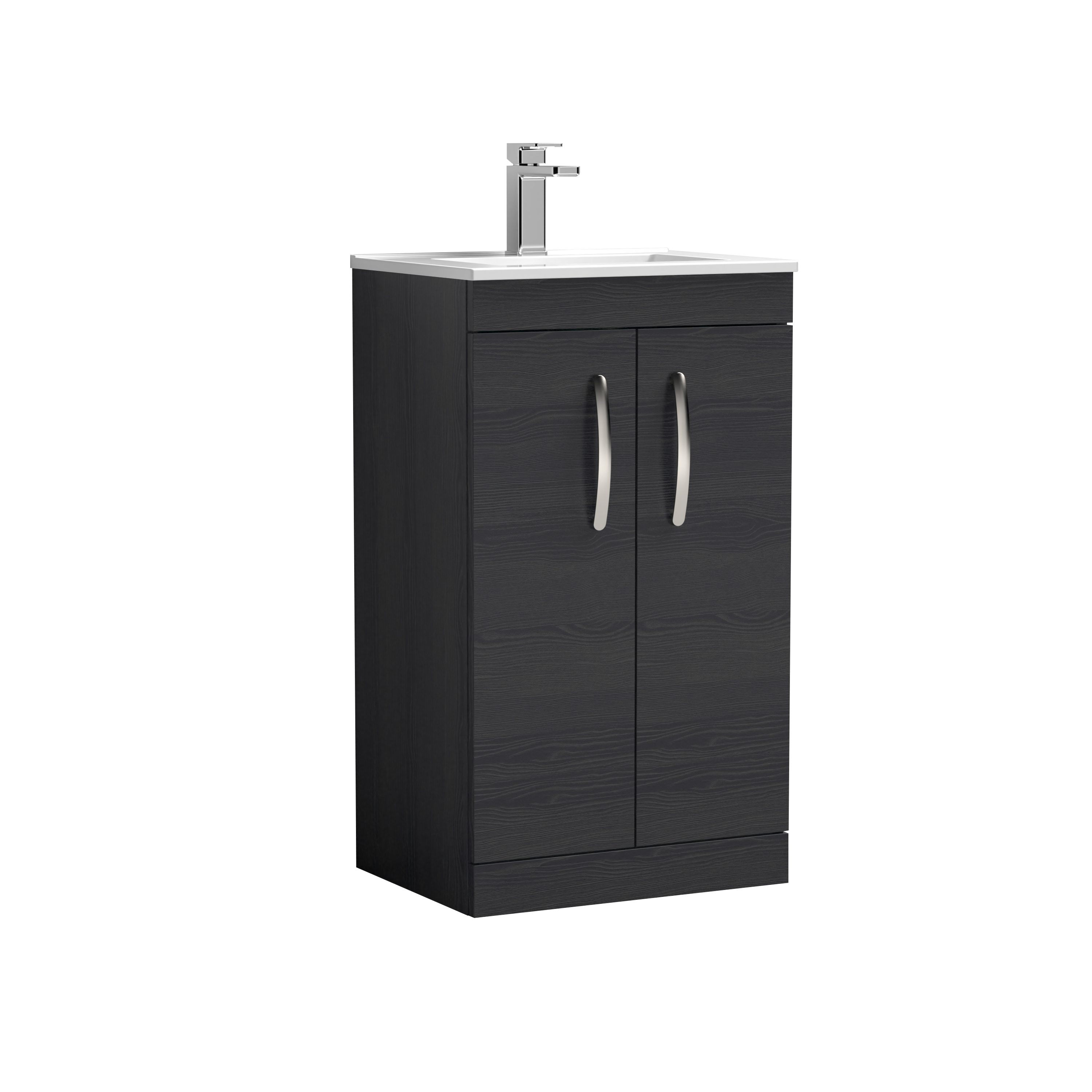 Nuie Athena Charcoal Black 500mm Floor Standing Vanity Unit with Minimalist Basin ATH005B