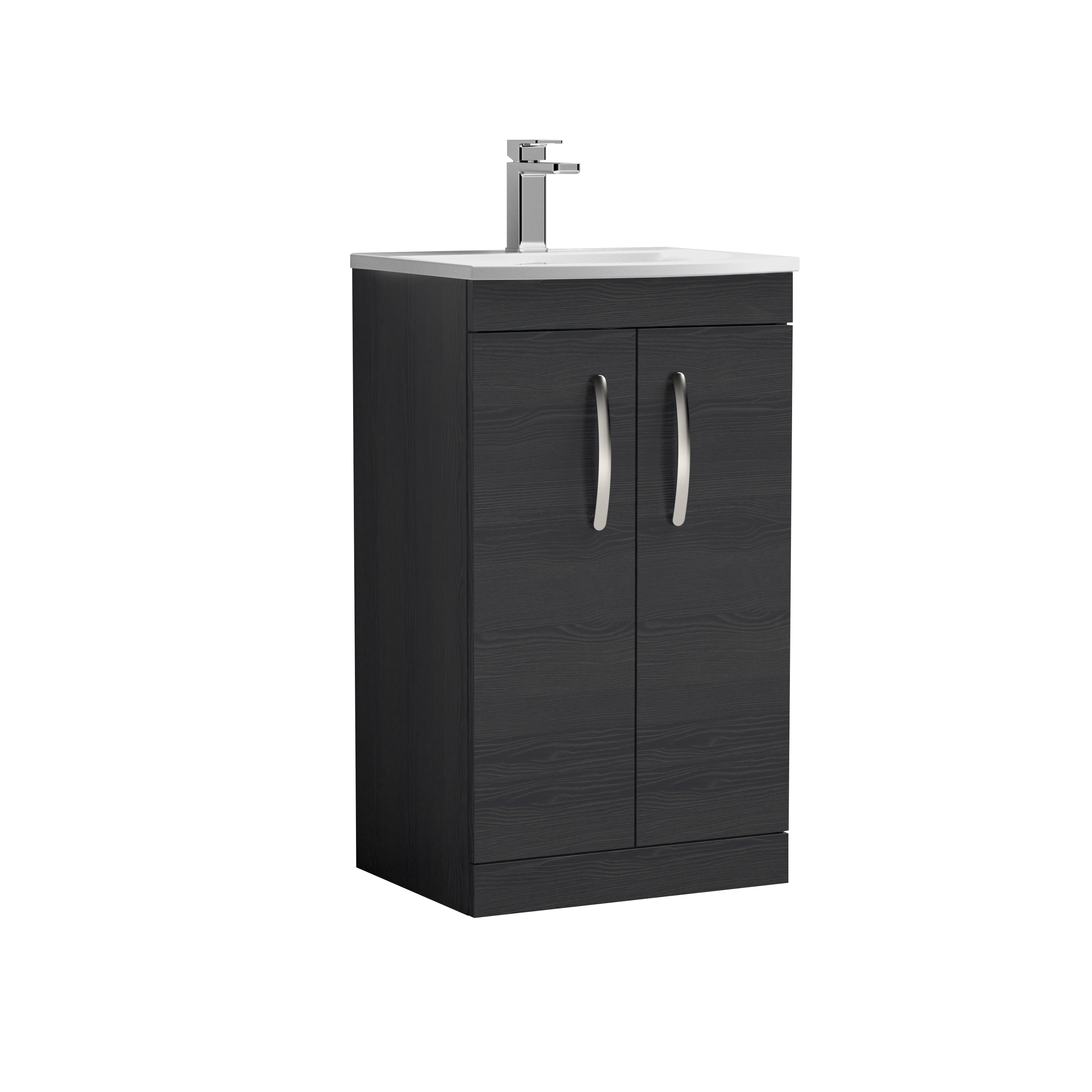 Nuie Athena Charcoal Black 500mm Floor Standing Vanity Unit with Curved Basin ATH005G