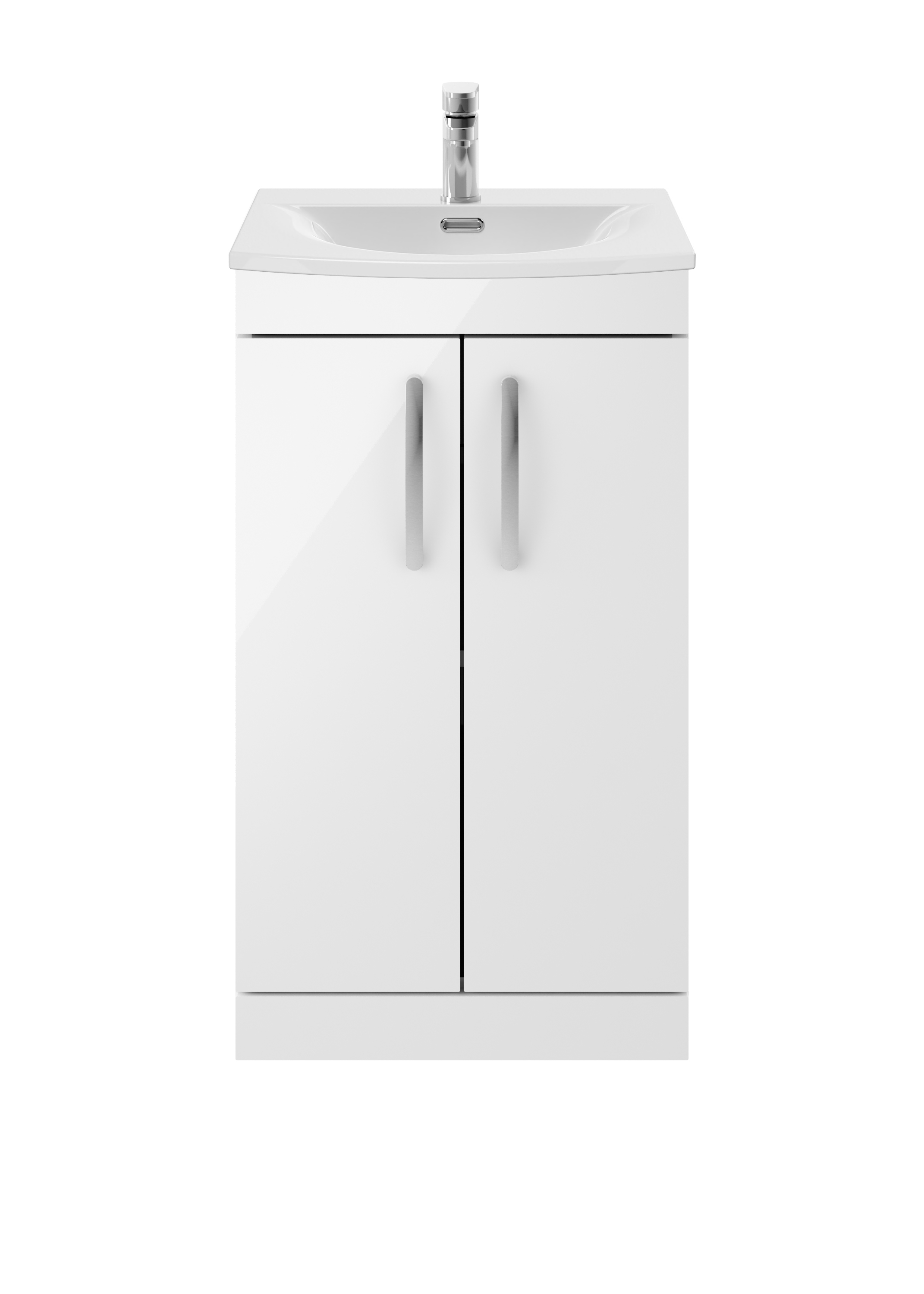 Nuie Athena Gloss White 500mm Floor Standing Vanity Unit with Curved Basin ATH006G