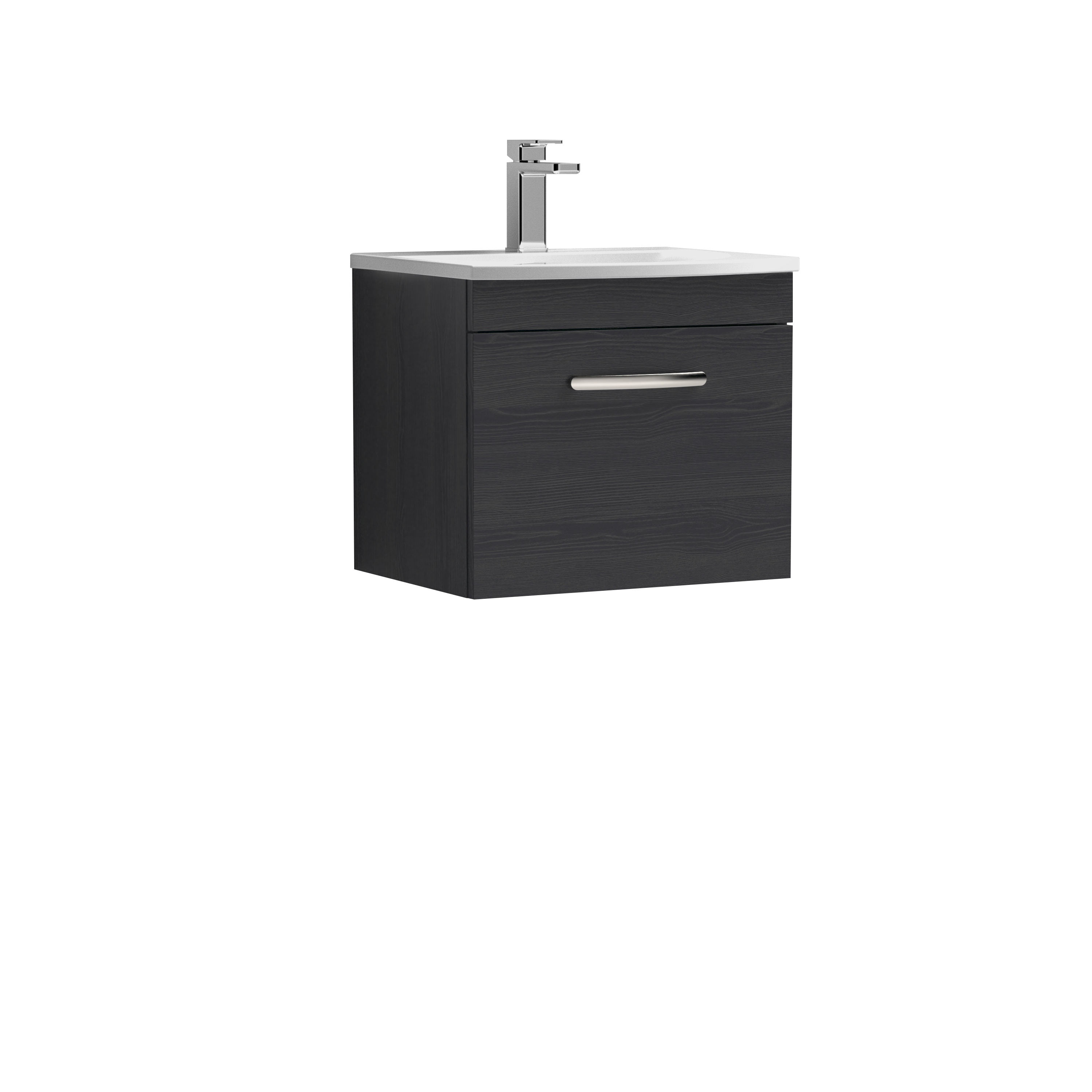 Nuie Athena Charcoal Black 500mm Wall Hung Vanity Unit with Curved Basin ATH012G