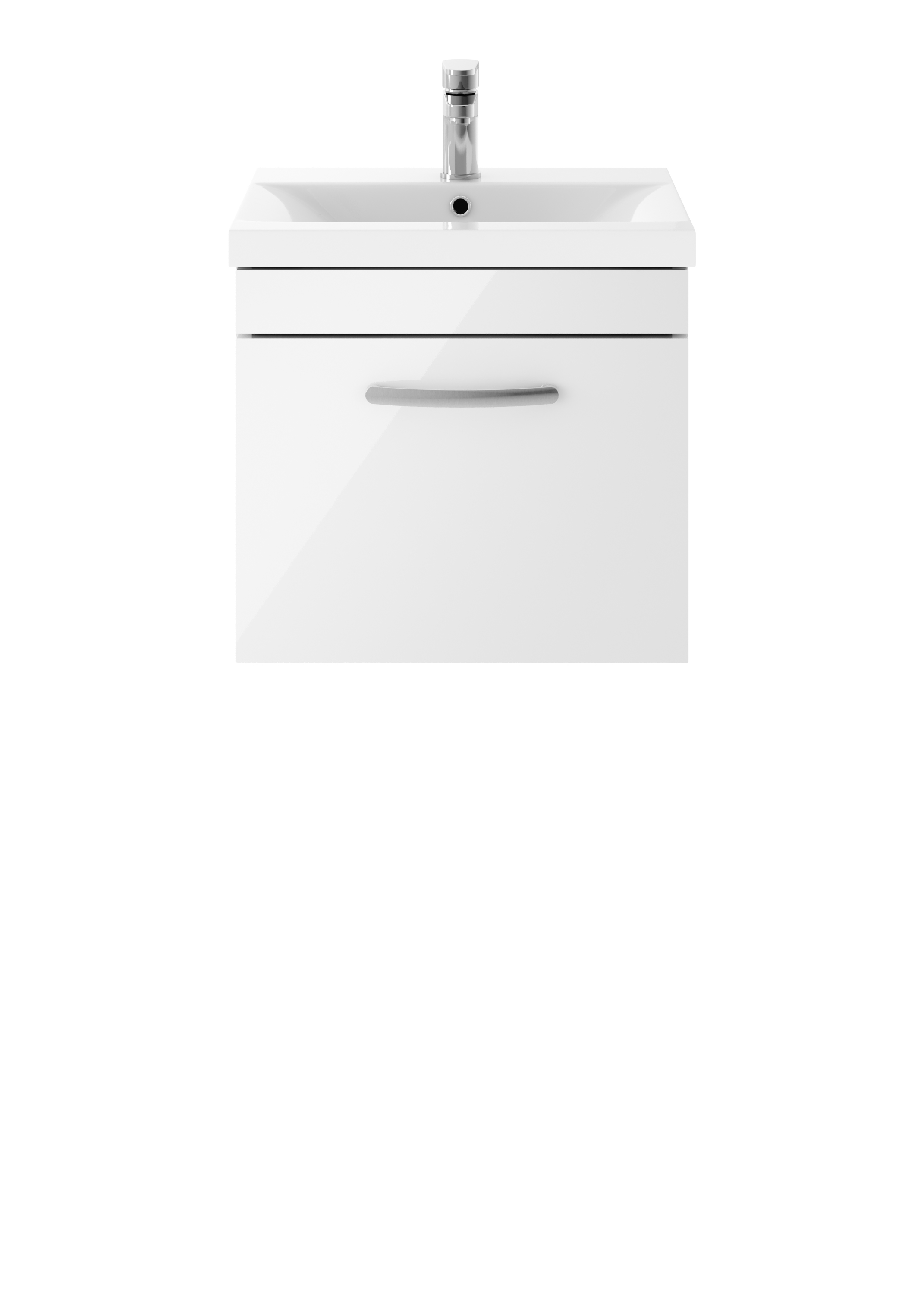 Nuie Athena Gloss White 500mm Wall Hung Vanity Unit with Mid Edge Basin ATH013A