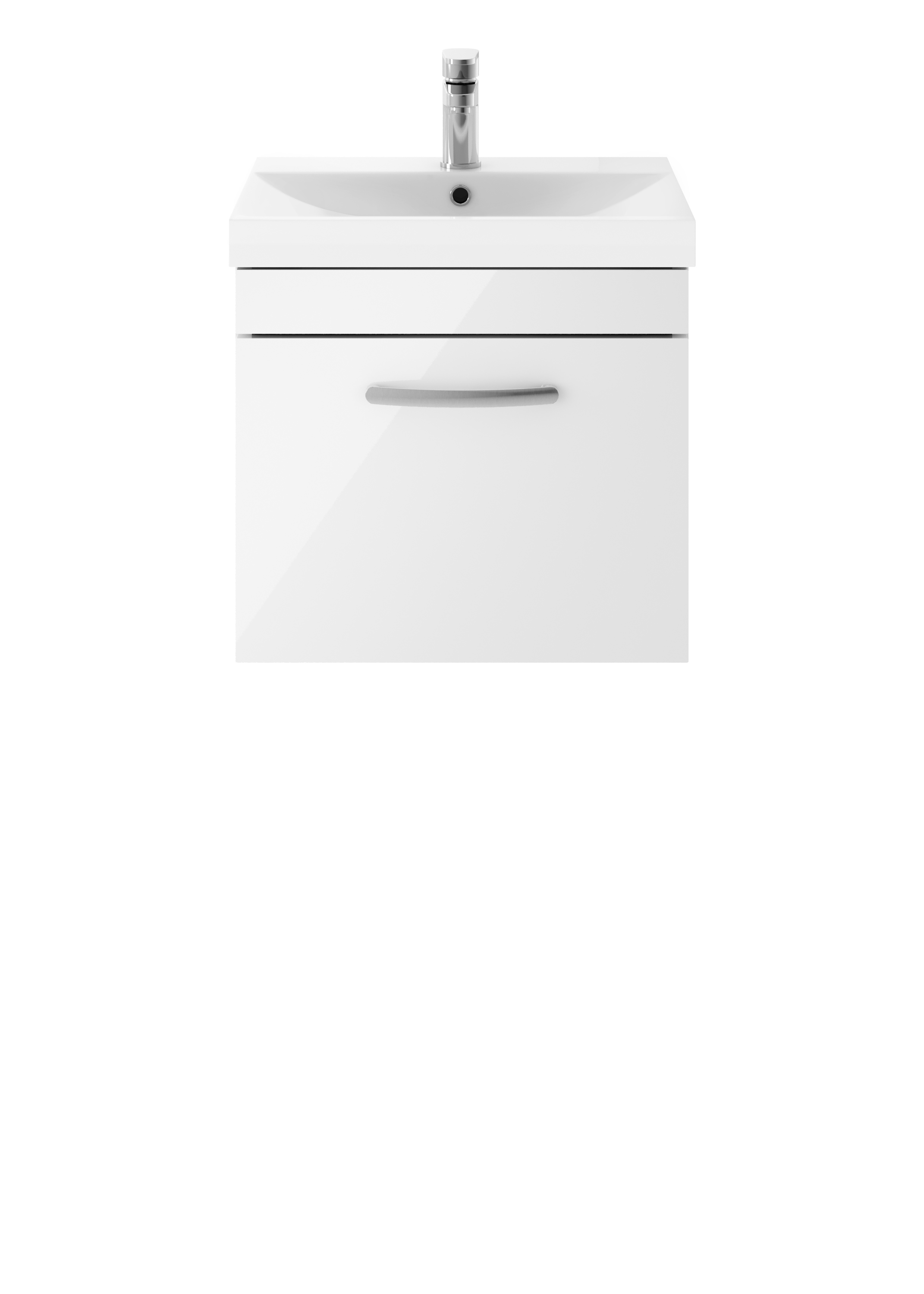 Nuie Athena Gloss White 500mm Wall Hung Vanity Unit with Thin Edge Basin ATH013D