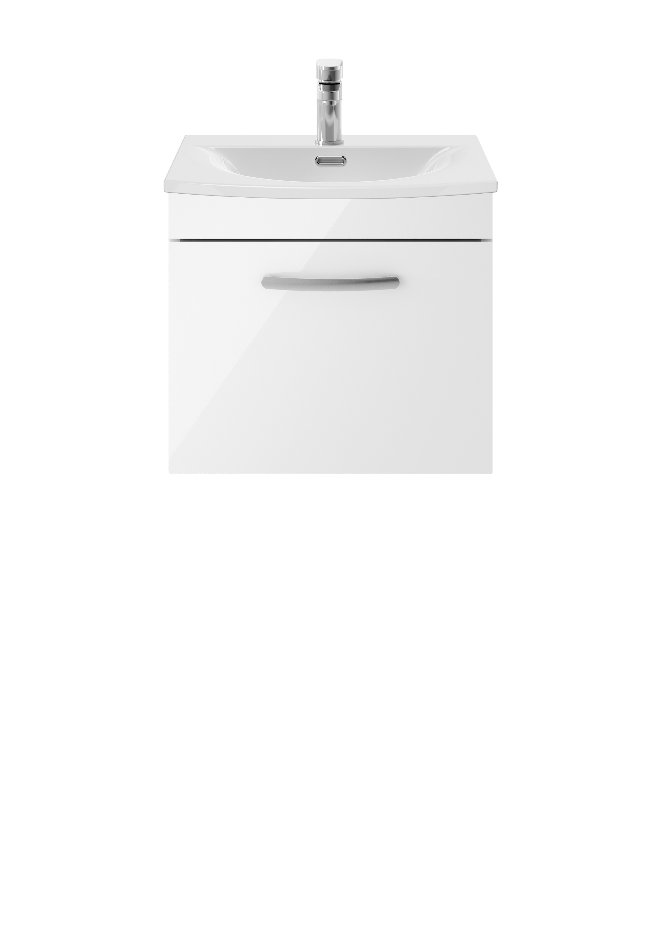 Nuie Athena Gloss White 500mm Wall Hung Vanity Unit with Curved Basin ATH013G