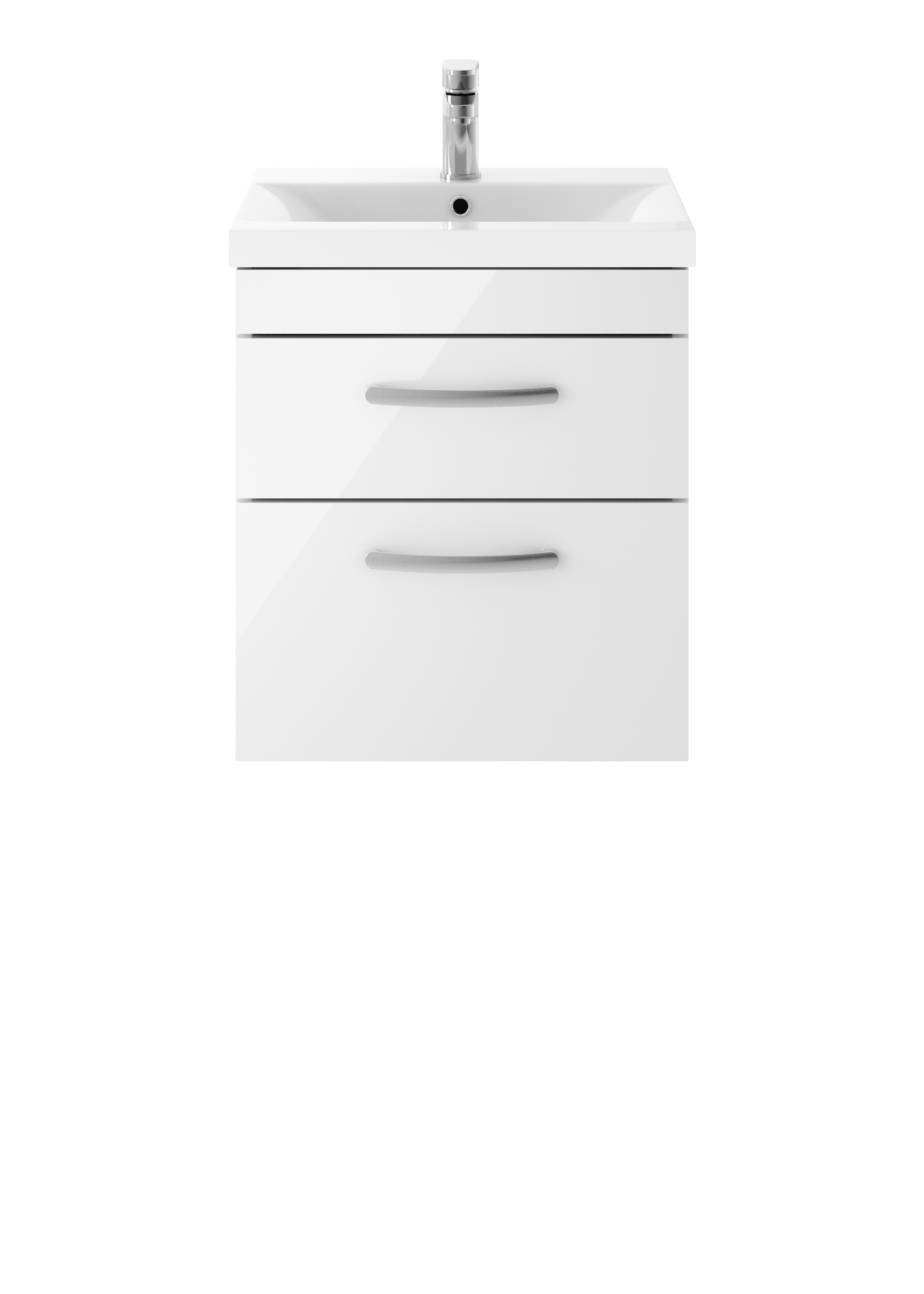 Nuie Athena Gloss White 500mm Wall Hung Vanity Unit with Mid Edge Basin ATH020A