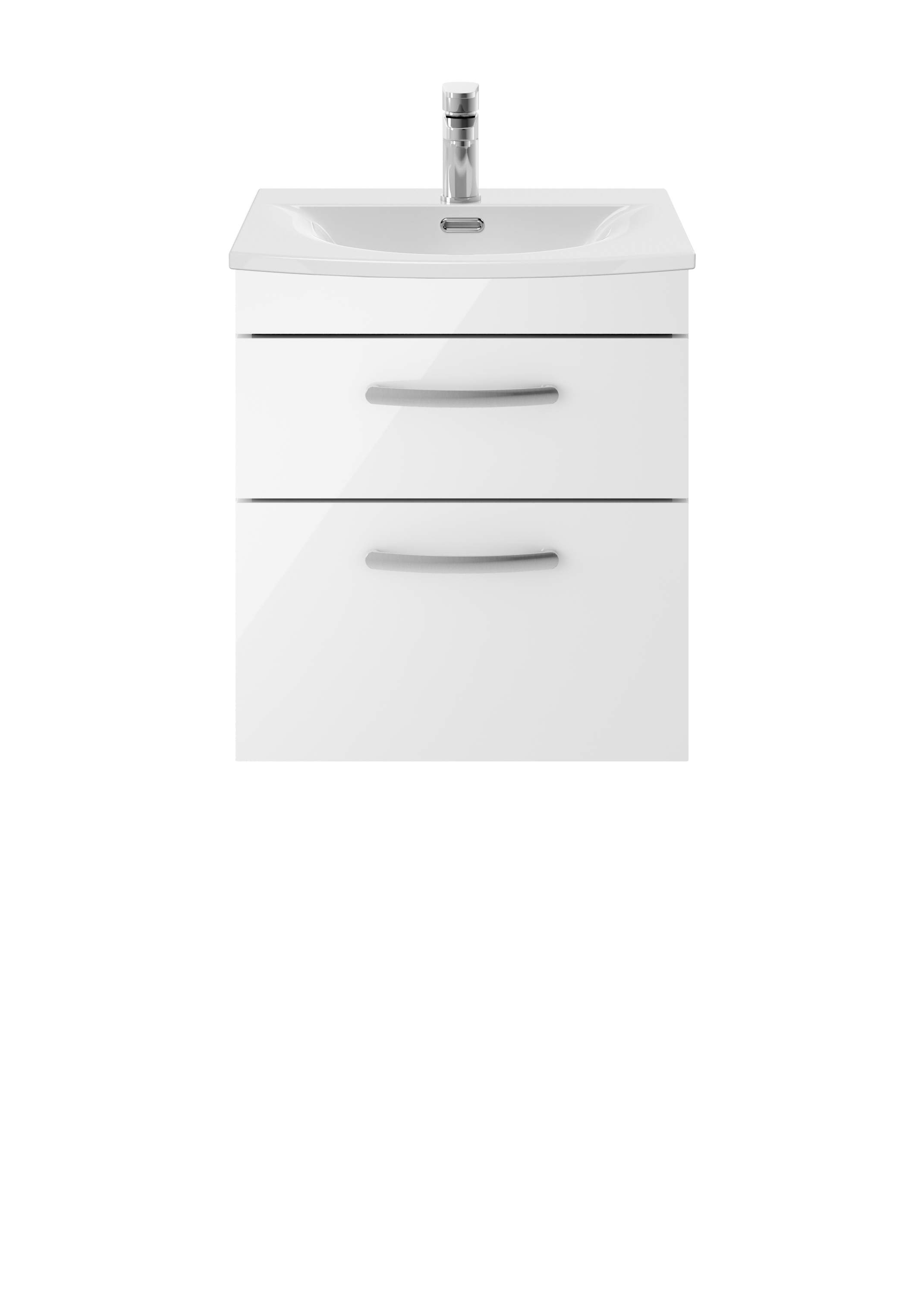 Nuie Athena Gloss White 500mm Wall Hung Vanity Unit with Curved Basin ATH020G