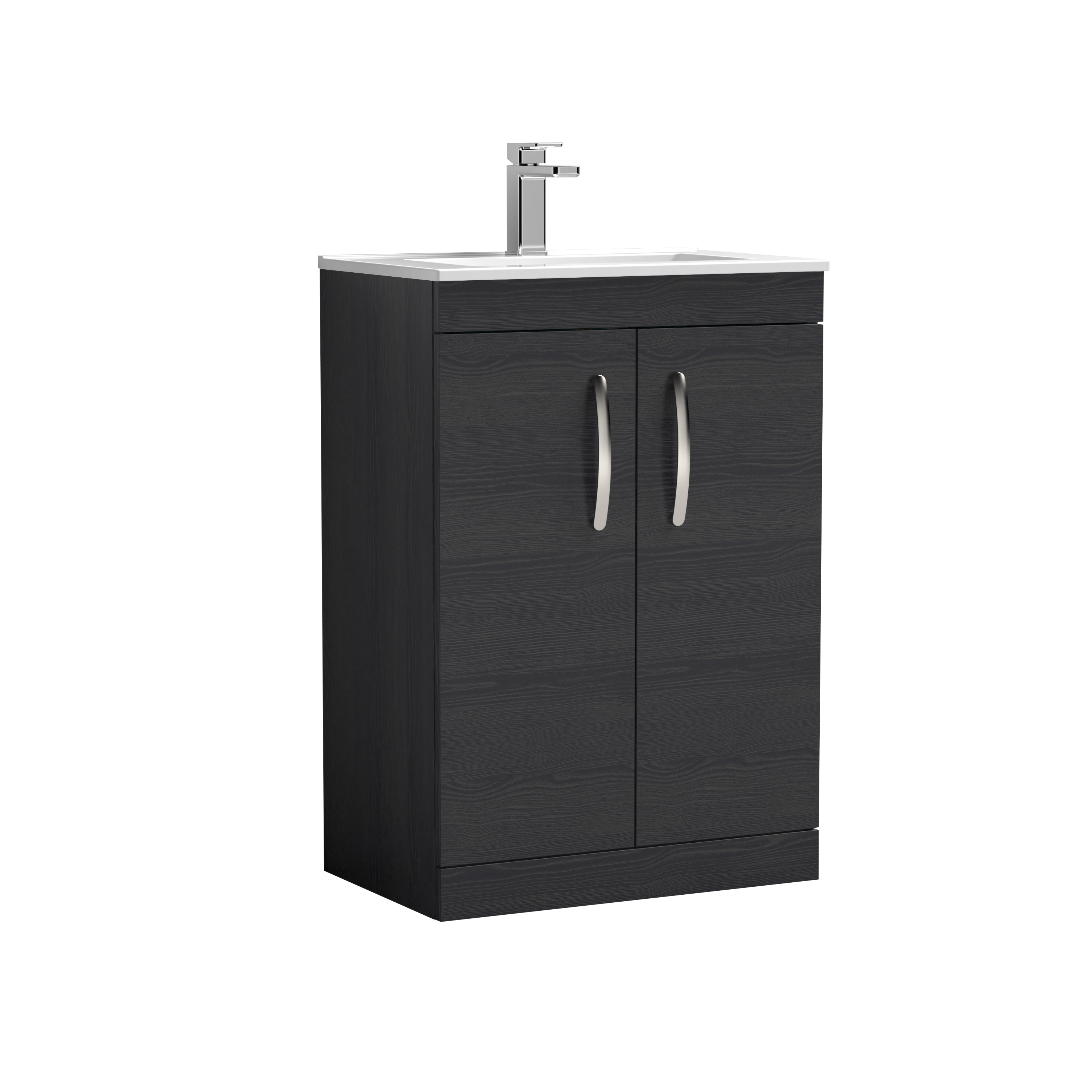 Nuie Athena Charcoal Black 600mm Floor Standing Vanity Unit with Minimalist Basin ATH026B