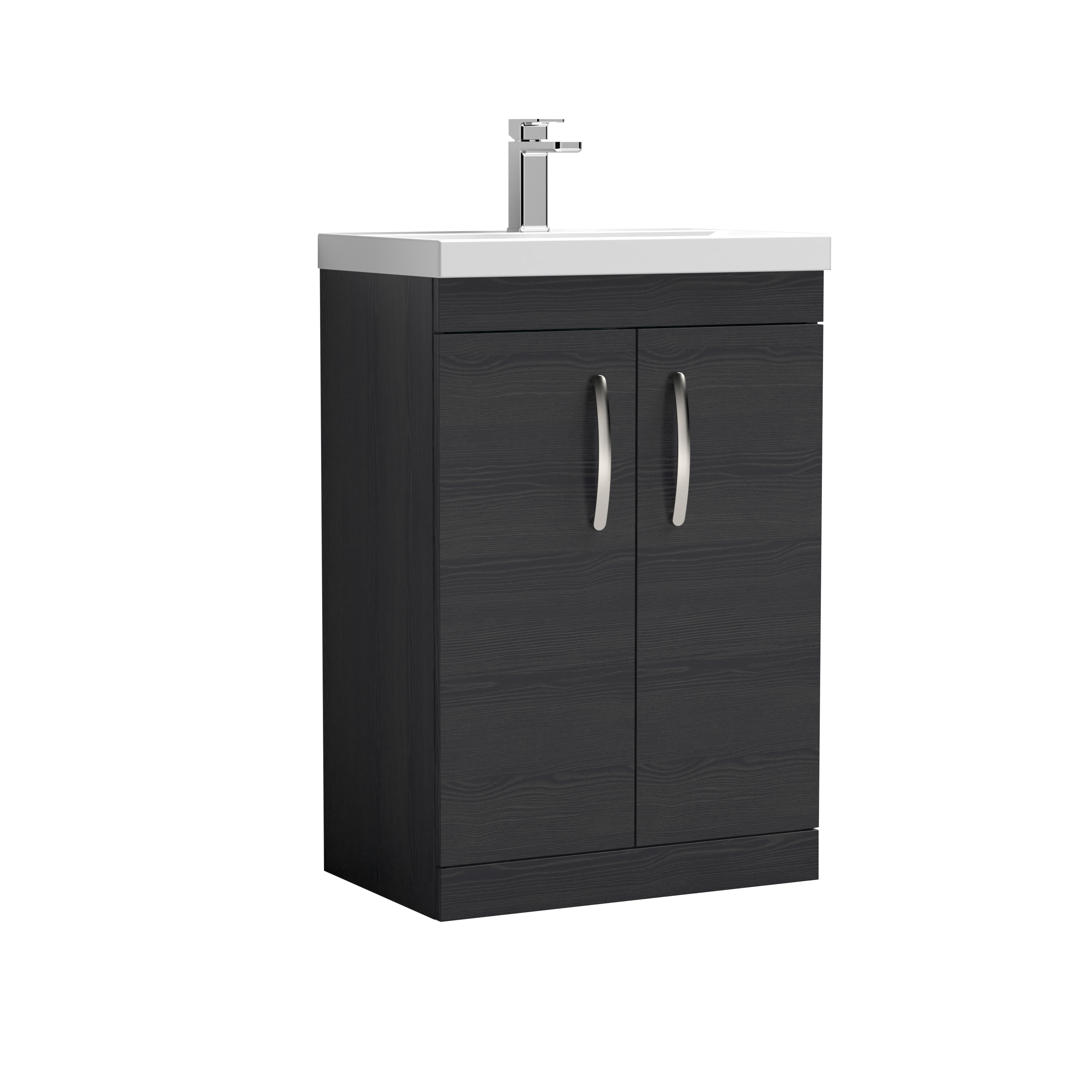 Nuie Athena Charcoal Black 600mm Floor Standing Vanity Unit with Thin Edge Basin ATH026D