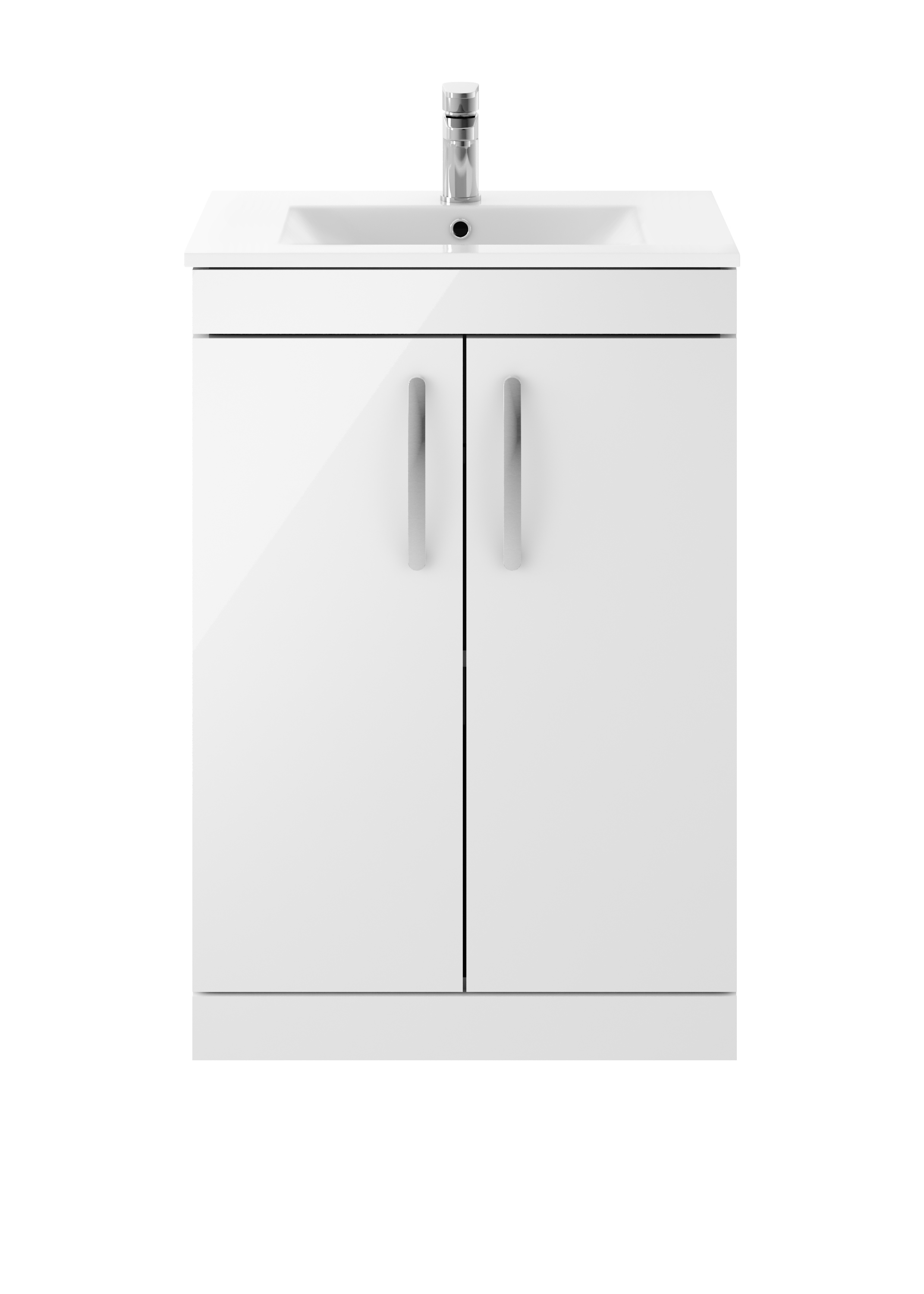 Nuie Athena Gloss White 600mm Floor Standing Vanity Unit with Minimalist Basin ATH027B