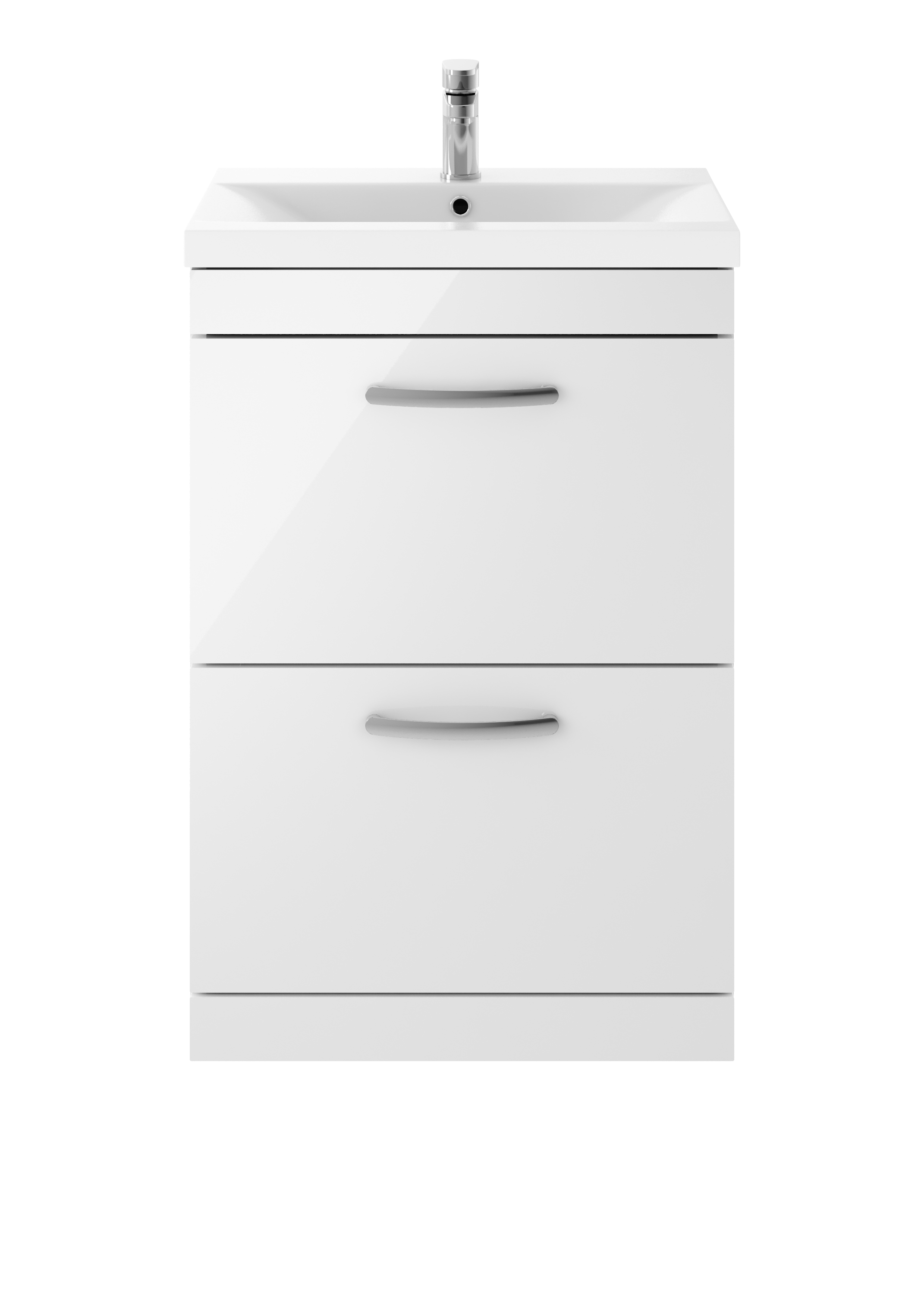 Nuie Athena Gloss White 600mm Floor Standing Vanity Unit with Mid Edge Basin ATH034A