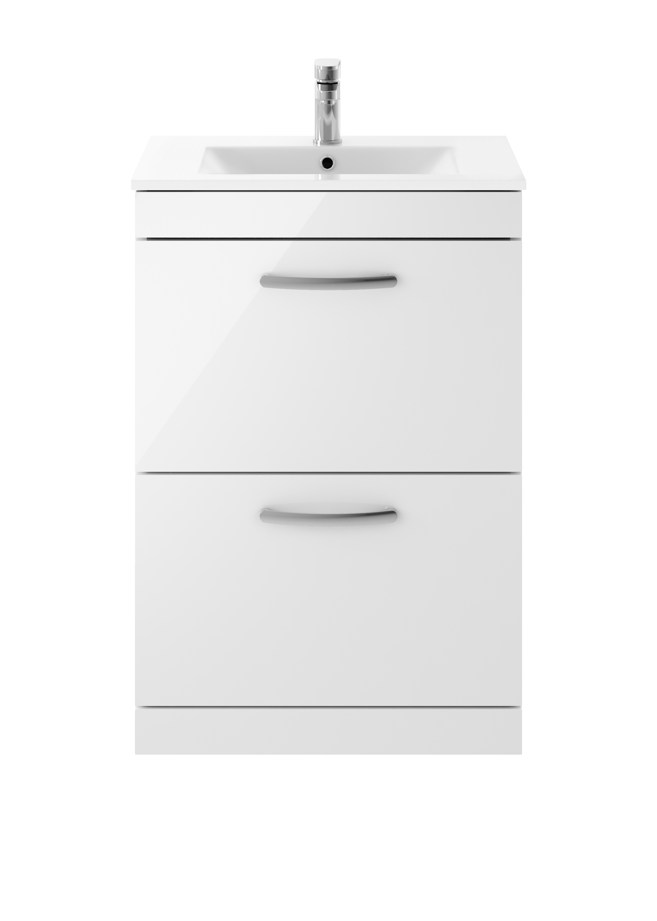 Nuie Athena Gloss White 600mm Floor Standing Vanity Unit with Minimalist Basin ATH034B
