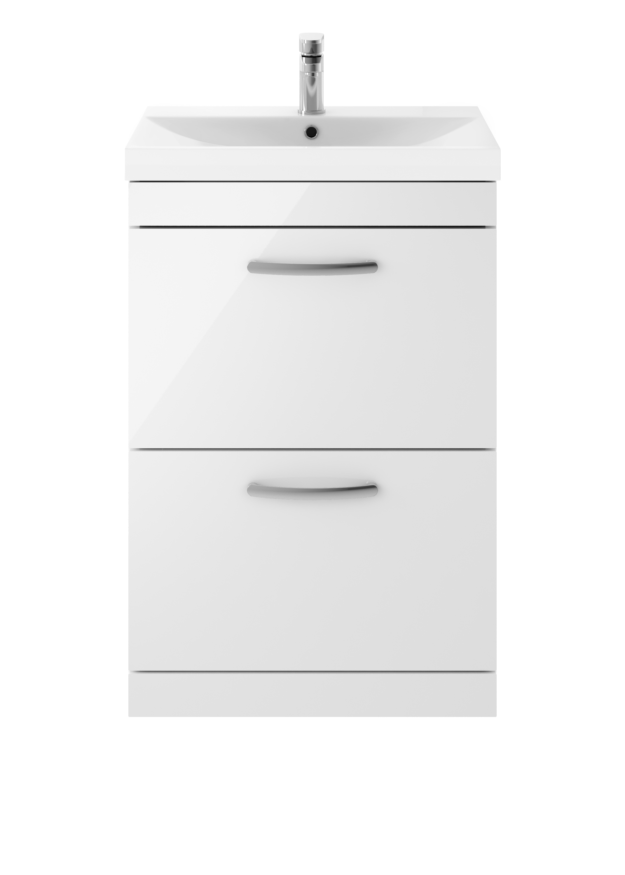 Nuie Athena Gloss White 600mm Floor Standing Vanity Unit with Thin Edge Basin ATH034D