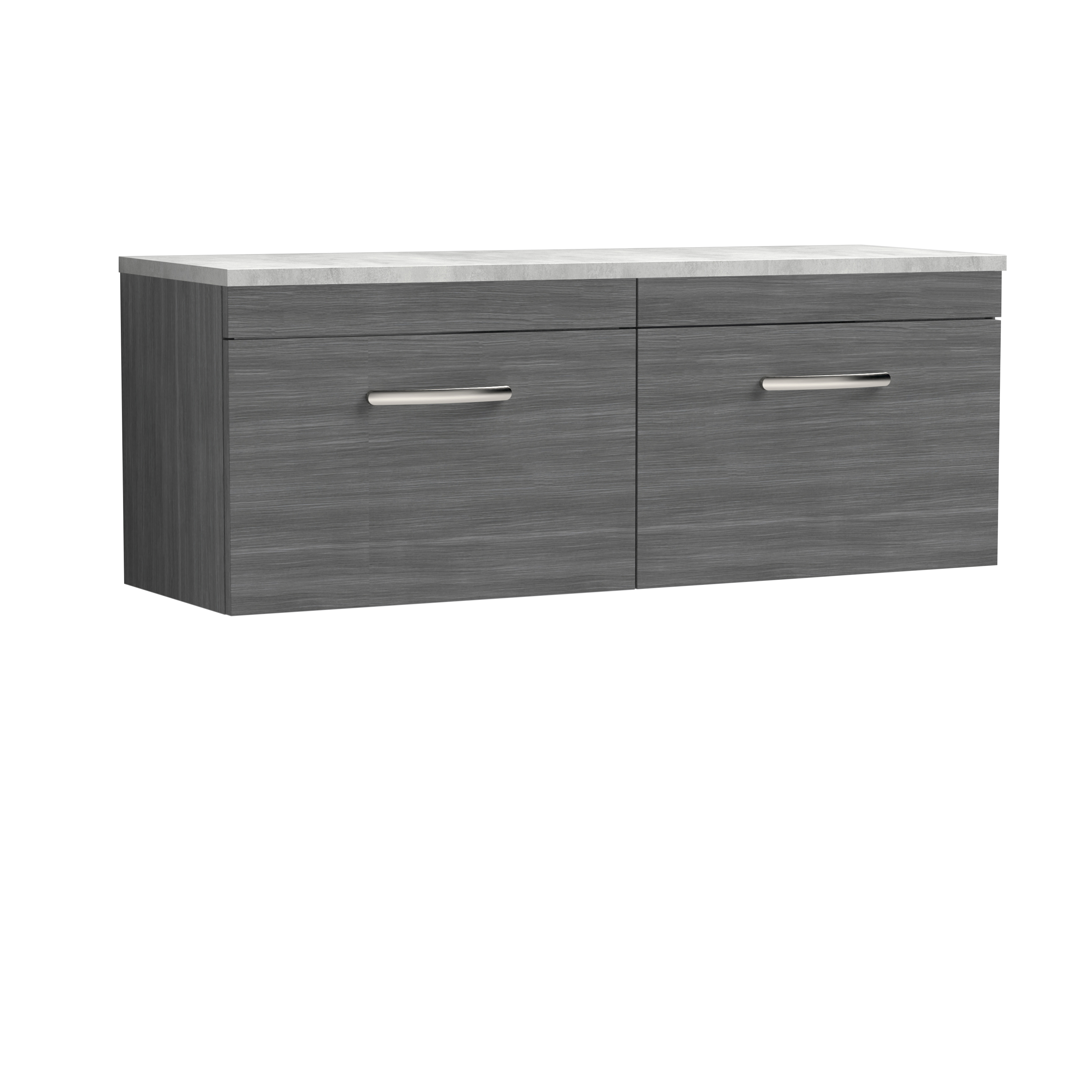 Nuie Athena Anthracite Woodgrain 1200mm Wall Hung 2 Drawer Unit and Laminate Worktop ATH039LBG2