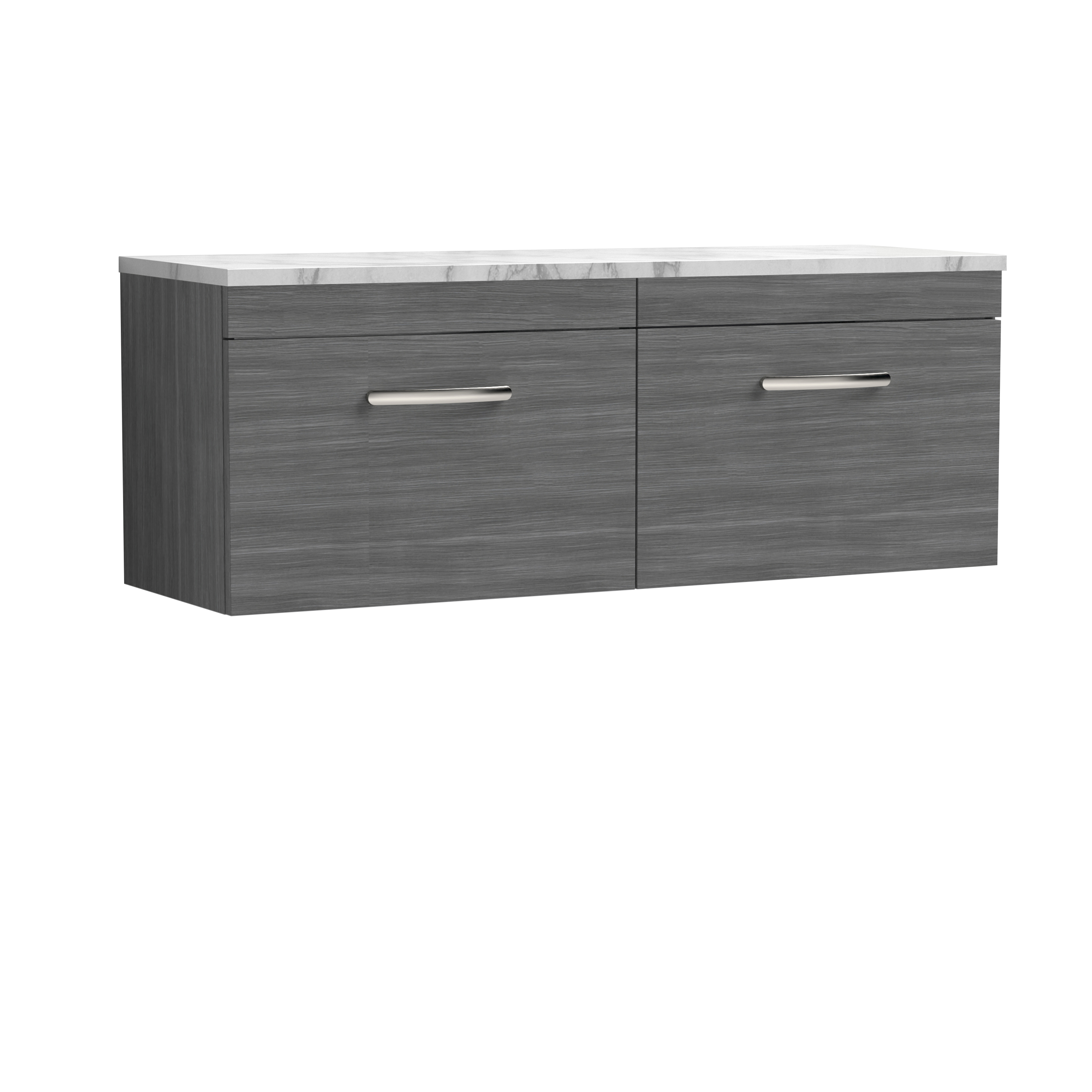 Nuie Athena Anthracite Woodgrain 1200 Wall Hung 2 Drawer Unit and Laminate Worktop ATH039LCM2