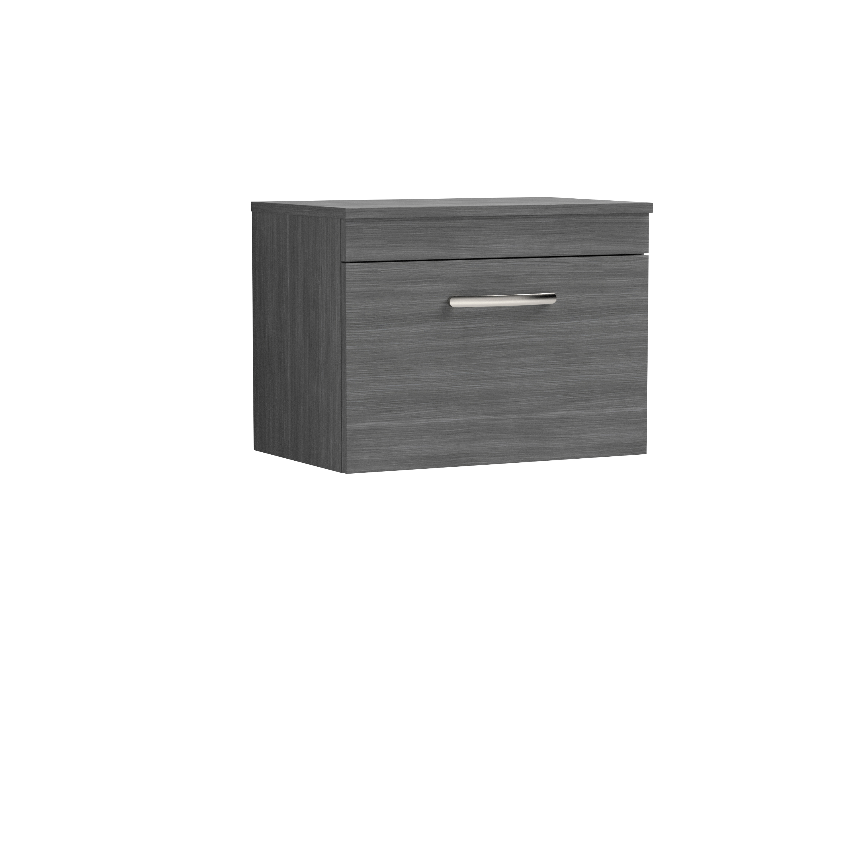Nuie Athena Anthracite Woodgrain 600mm Wall Hung Vanity Unit with Worktop ATH039W
