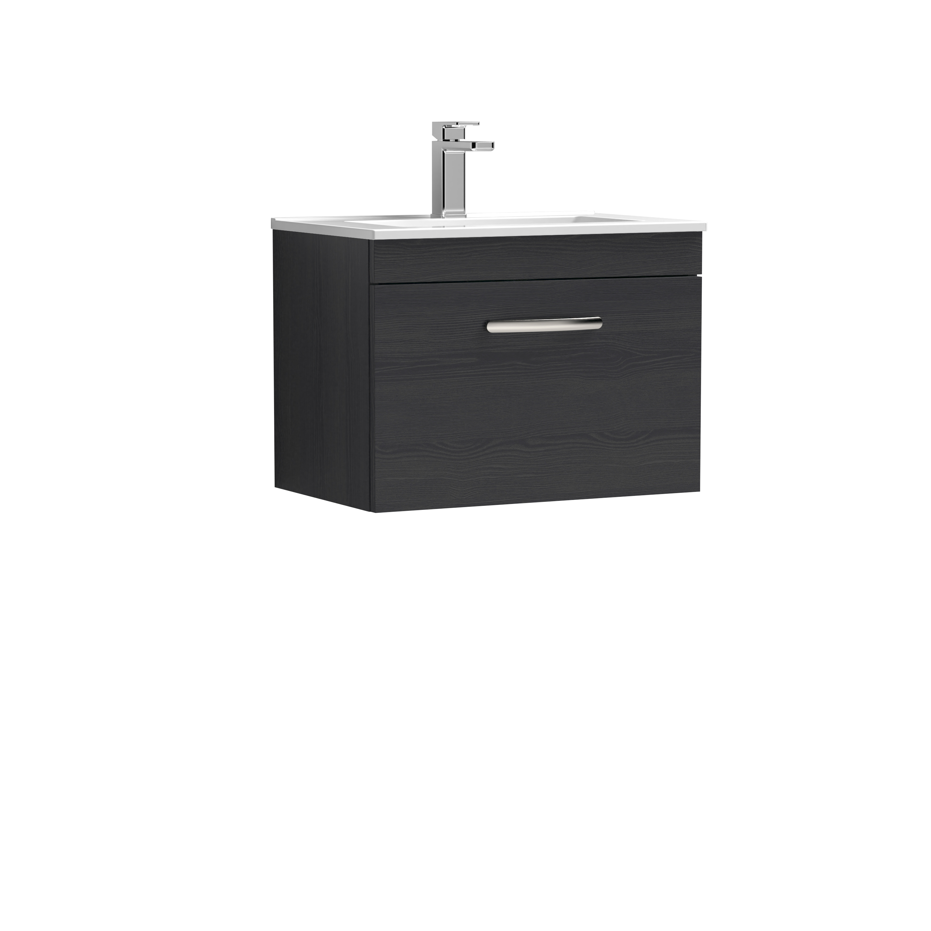 Nuie Athena Charcoal Black 600mm Wall Hung Vanity Unit with Minimalist Basin ATH040B