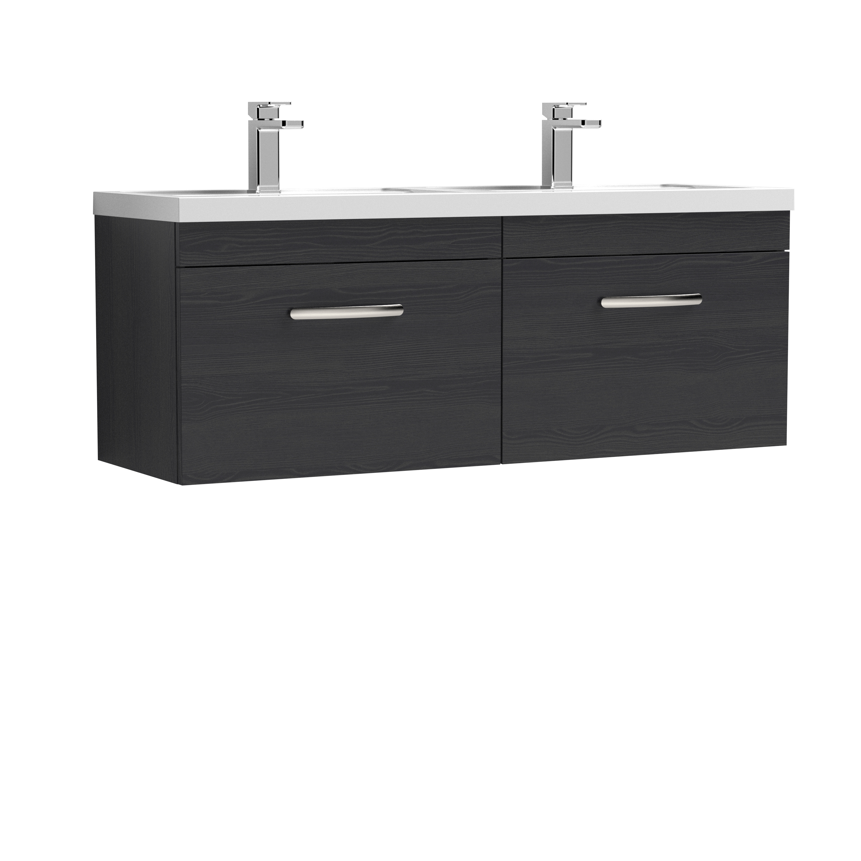 Nuie Athena Charcoal Black 1200mm Wall Hung Vanity Unit with Double Basin ATH040C
