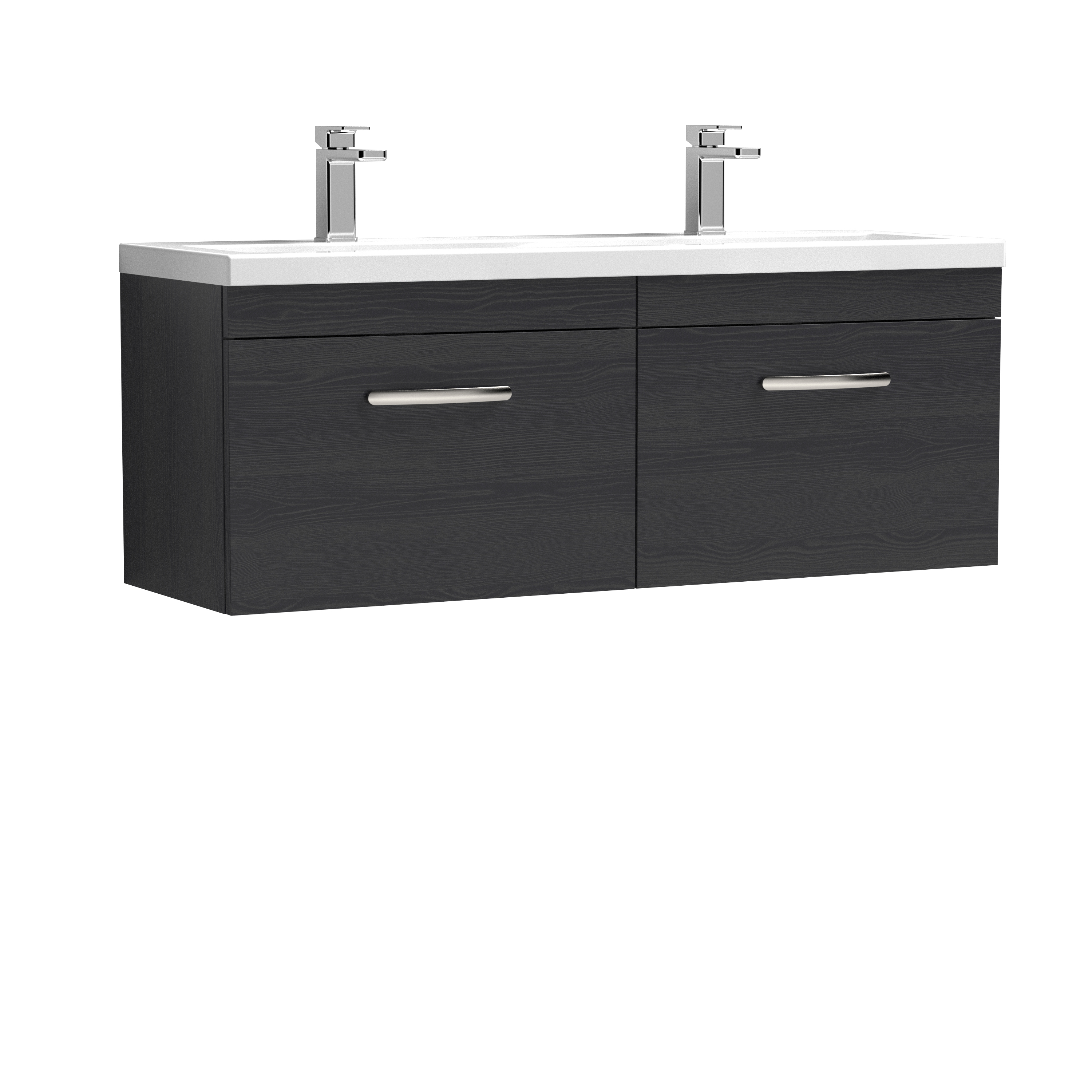 Nuie Athena Charcoal Black 1200mm Wall Hung Vanity Unit with Double Ceramic Basin ATH040F