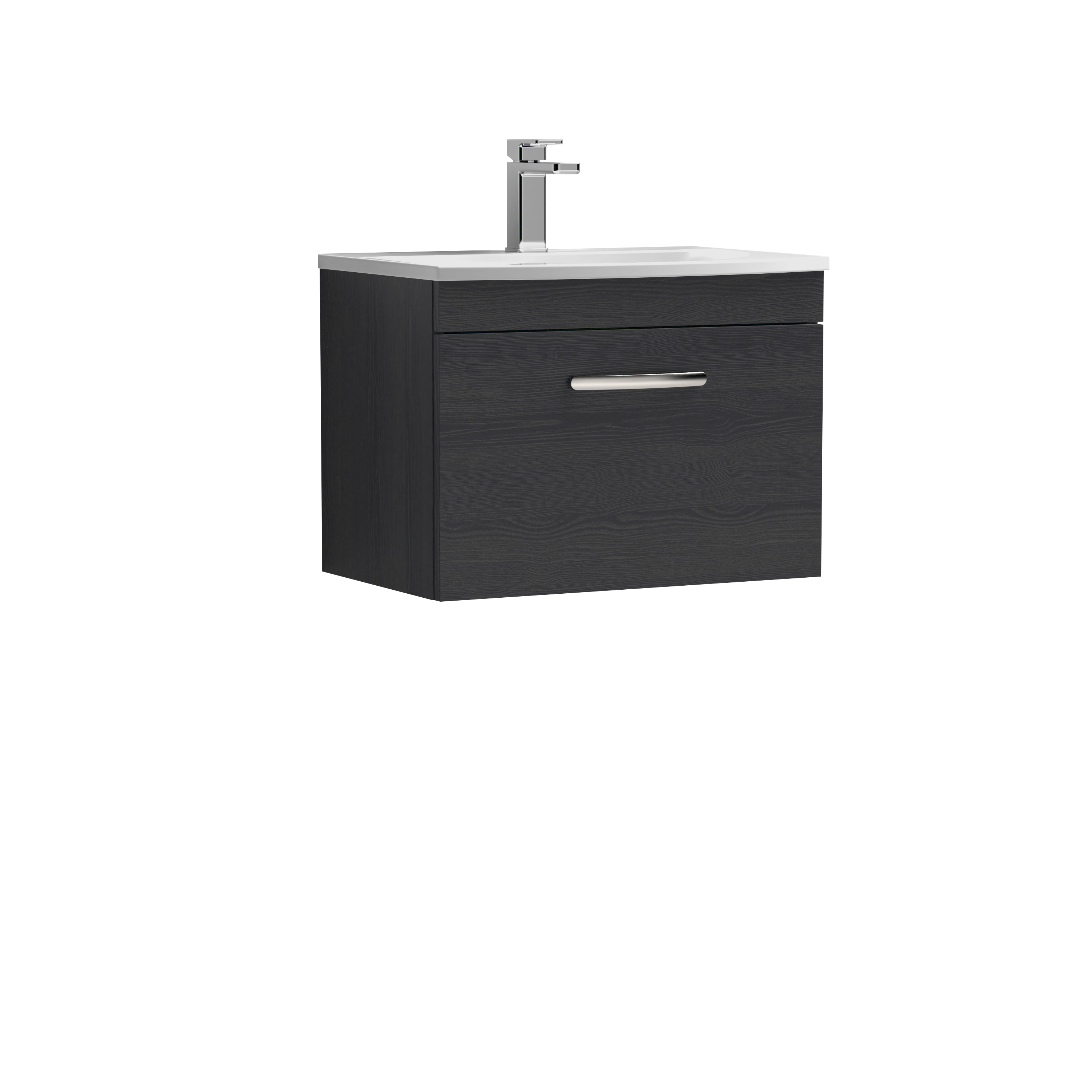 Nuie Athena Charcoal Black 600mm Wall Hung Vanity Unit with Curved Basin ATH040G