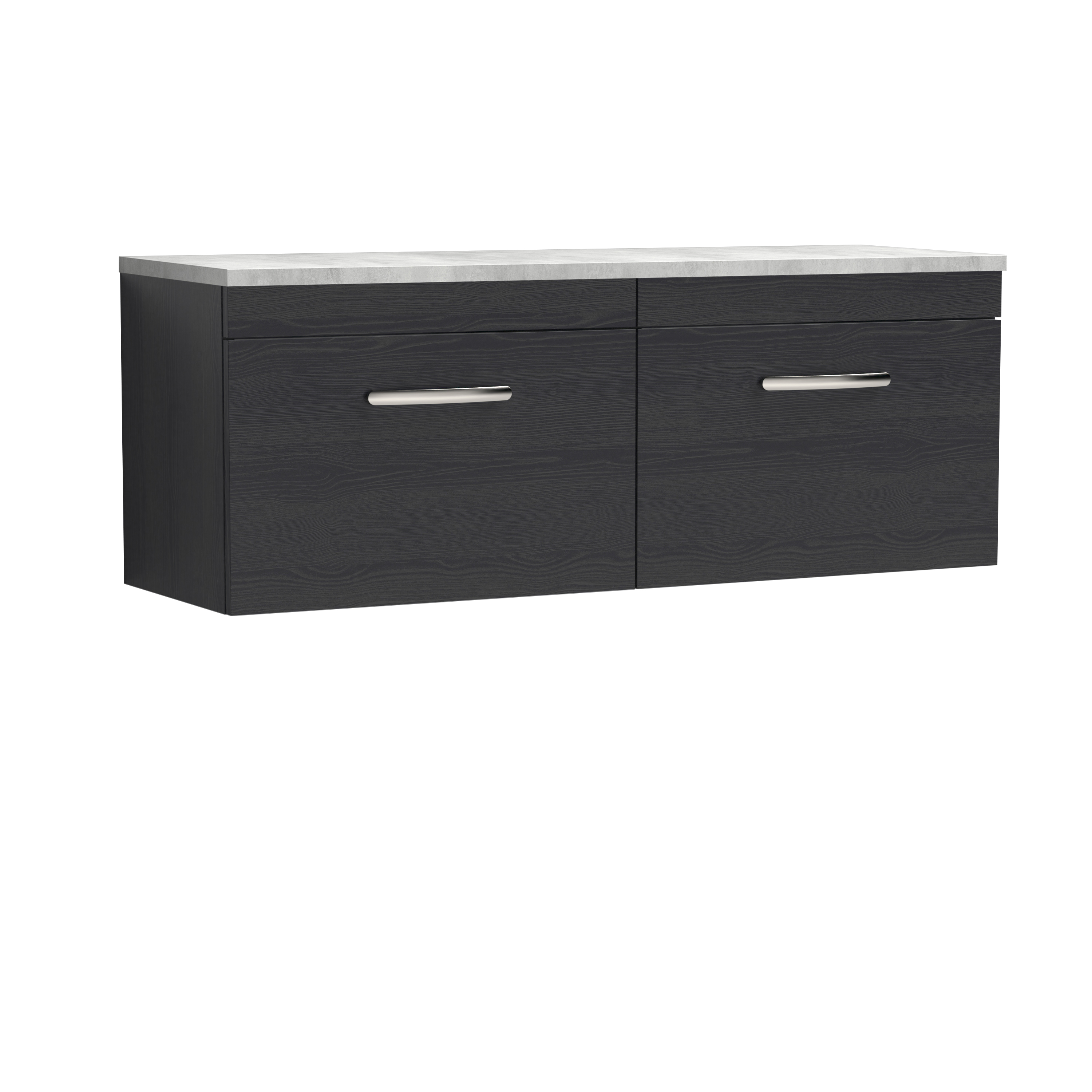 Nuie Athena Charcoal Black 1200mm Wall Hung 2 Drawer Unit and Laminate Worktop ATH040LBG2