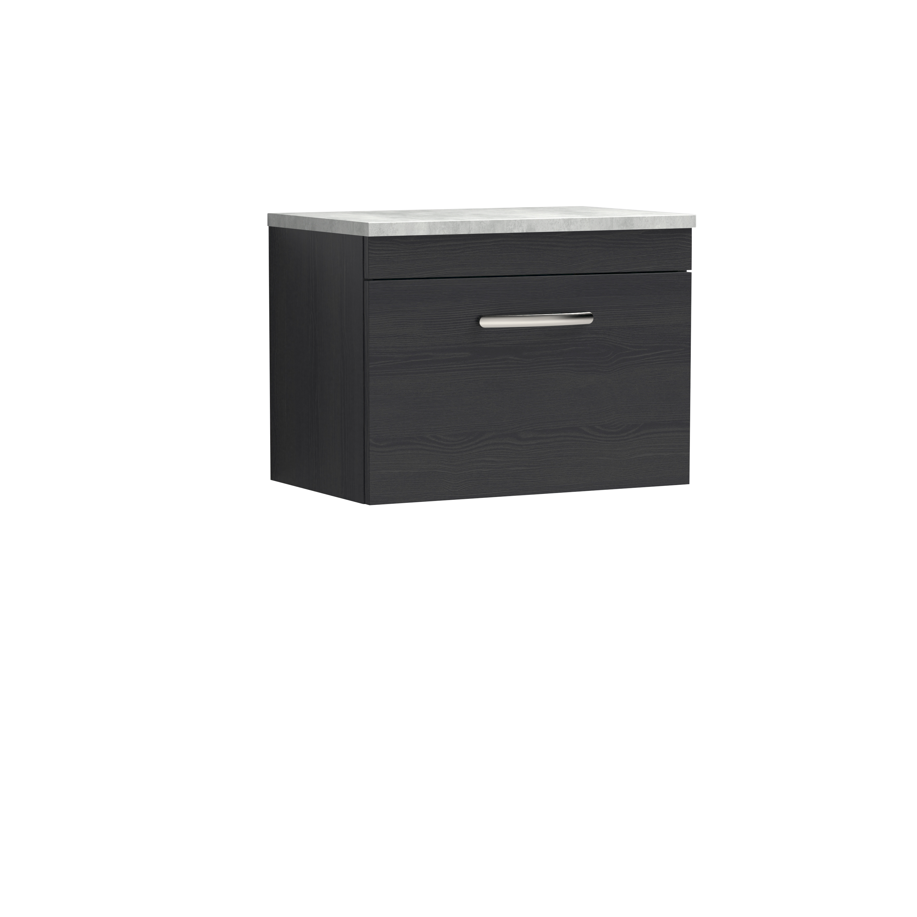 Nuie Athena Charcoal Black 600mm Wall Hung Vanity Unit with Grey Worktop ATH040LBG