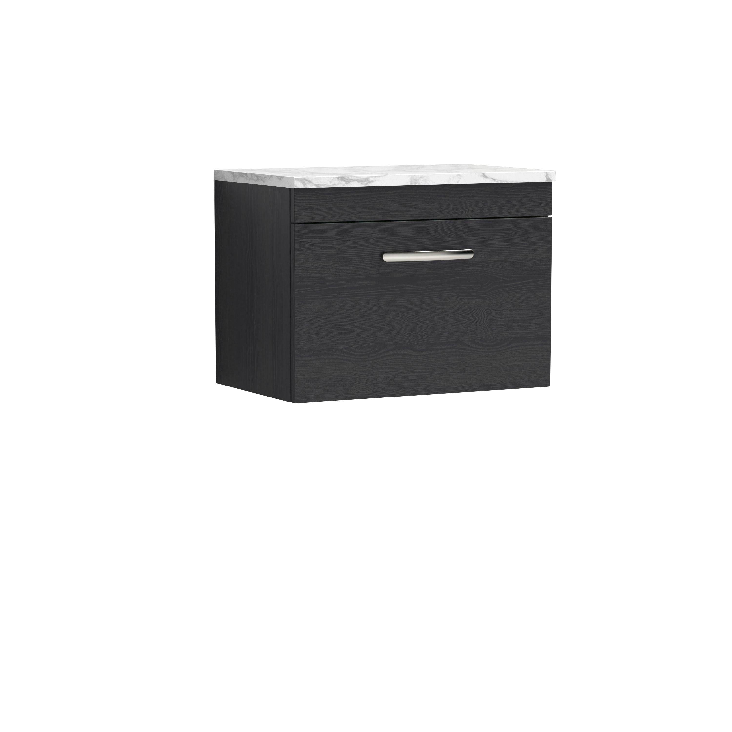 Nuie Athena Charcoal Black 600 Wall Hung Single Drawer Unit and Laminate Worktop ATH040LCM
